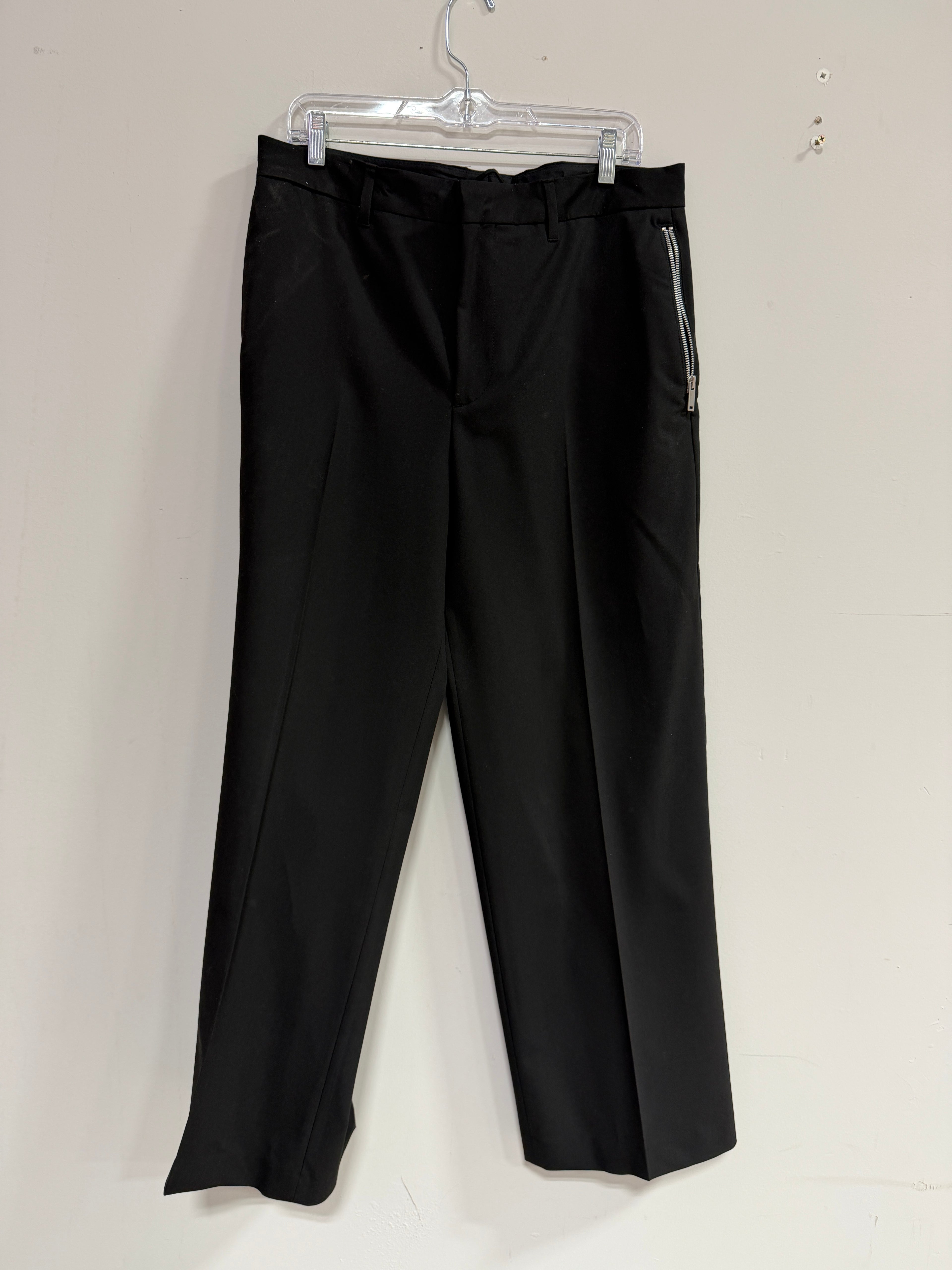 Black tailored trousers with zipper detail women's sz 32