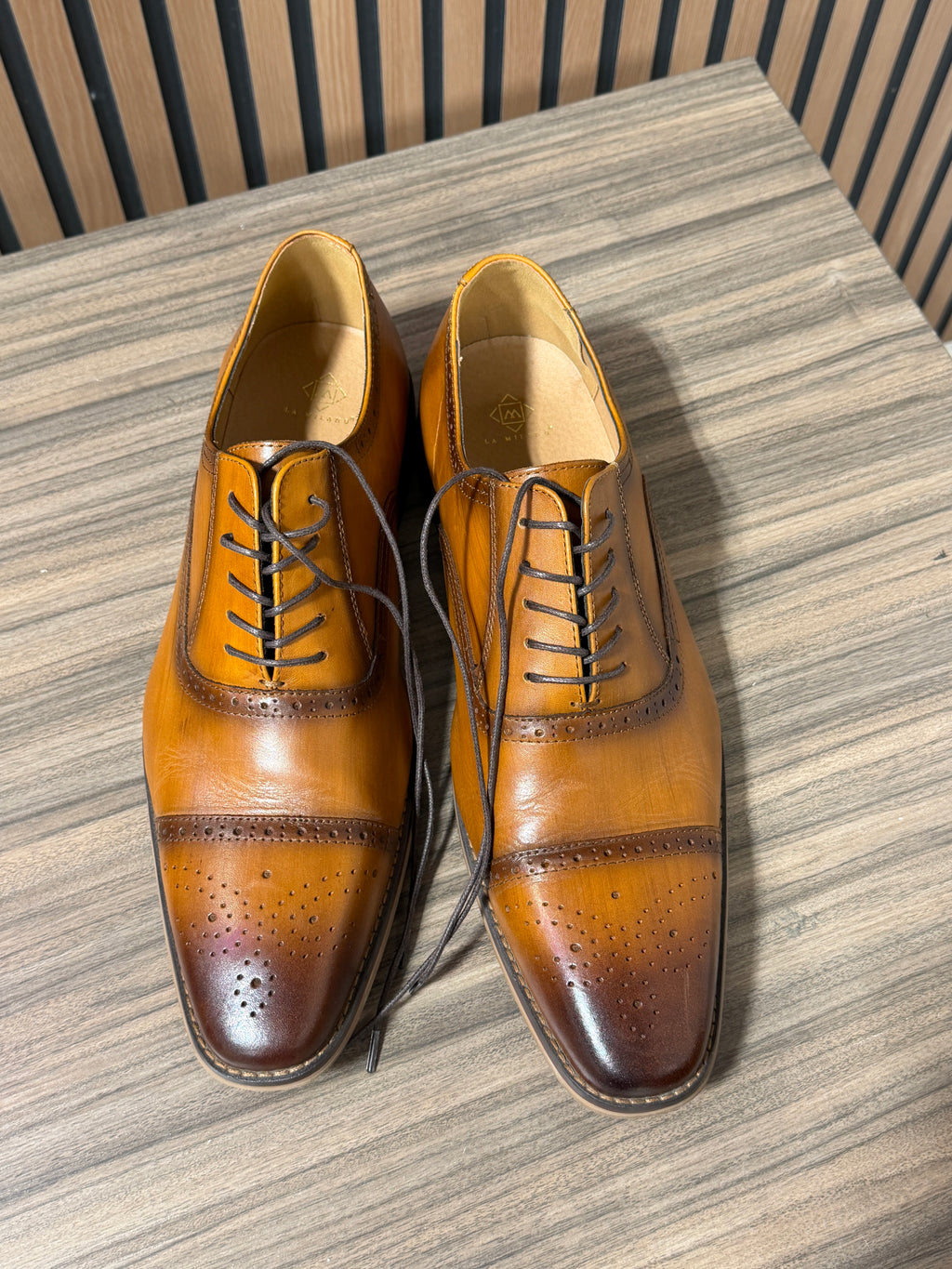 La Milano Lorenzo Cap Toe Oxfords in cognac men's sz 15