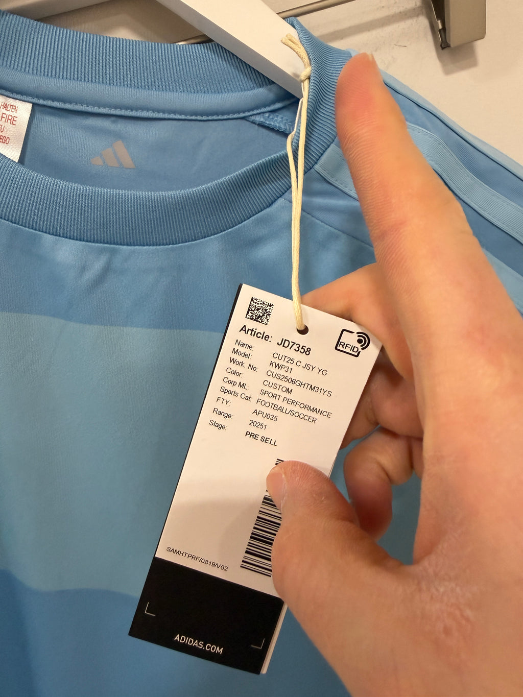 Adidas Youth Jersey Baby Blue/Yellow Sz M