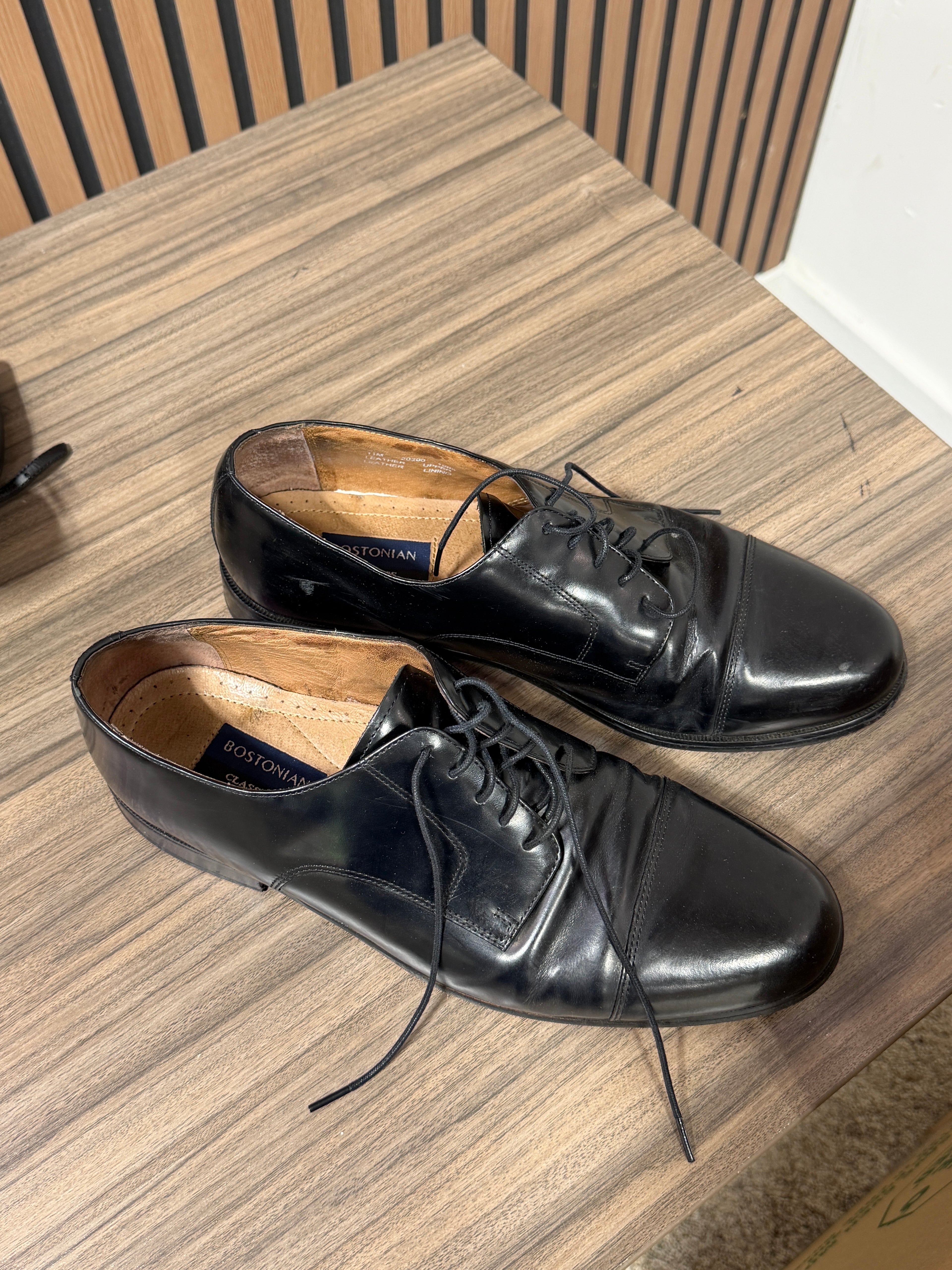 Bostonian Classics black leather cap-toe oxford shoes men's sz 27