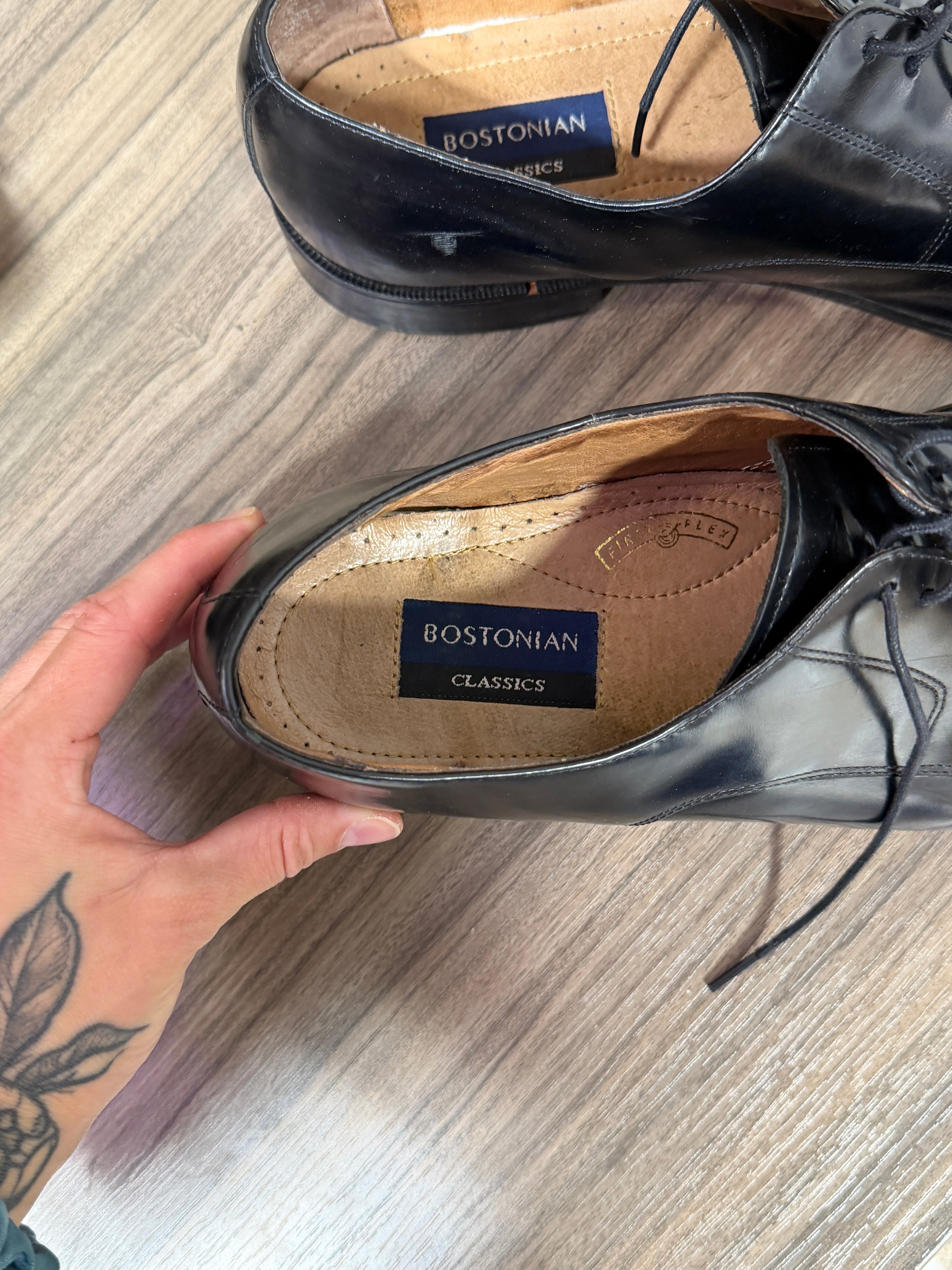 Bostonian Classics black leather cap-toe oxford shoes men's sz 27