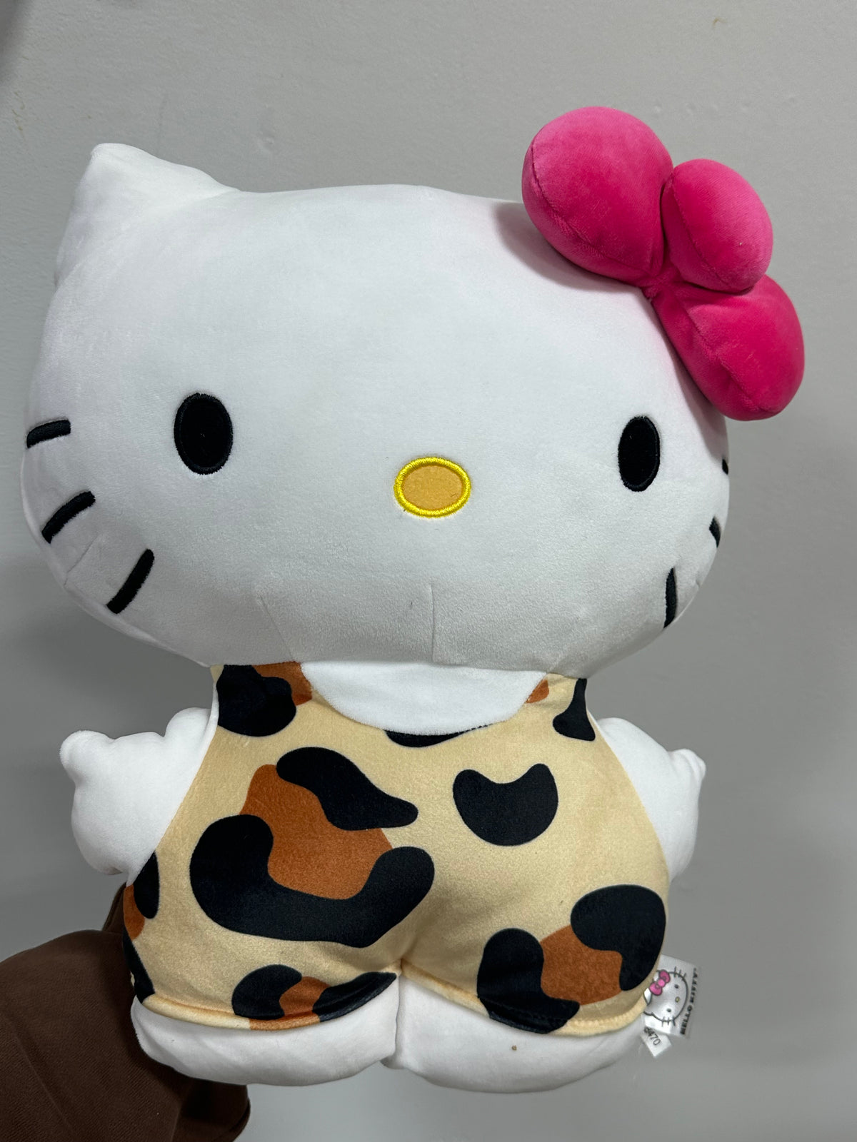 Sanrio Hello Kitty Leopard Print Overalls Large 18" Plush Cuddle Pillow Buddy