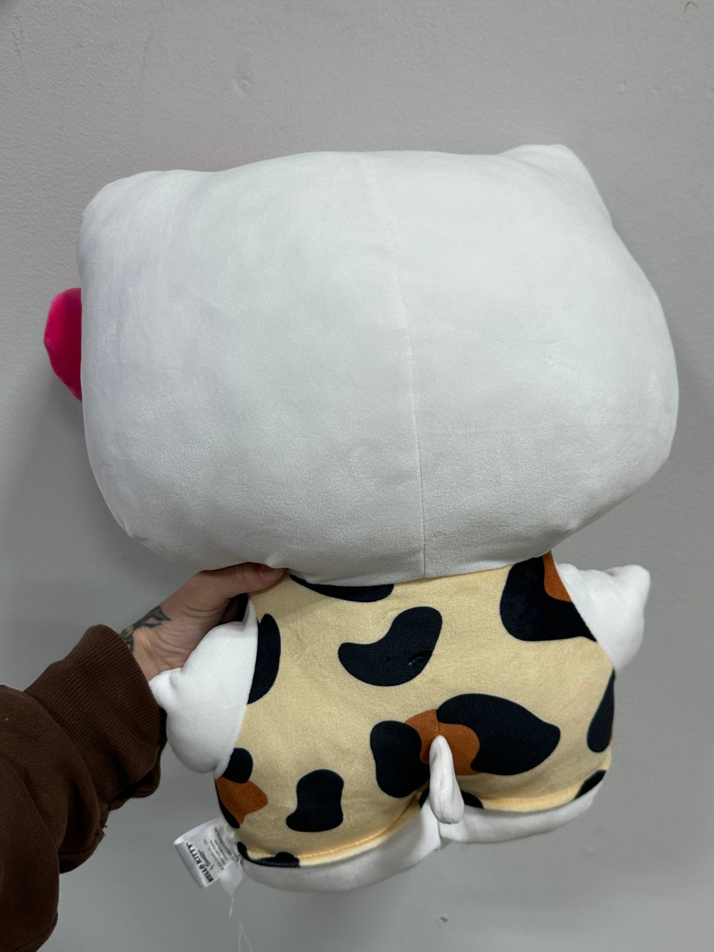 Sanrio Hello Kitty Leopard Print Overalls Large 18" Plush Cuddle Pillow Buddy