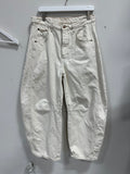 We The Free by Free People "Good Luck" Mid-Rise Barrel Jeans - Milk White sz 29