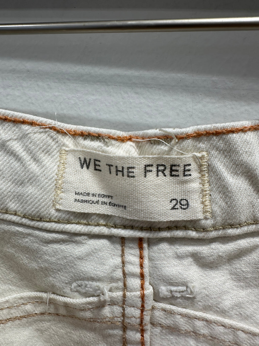We The Free by Free People "Good Luck" Mid-Rise Barrel Jeans - Milk White sz 29