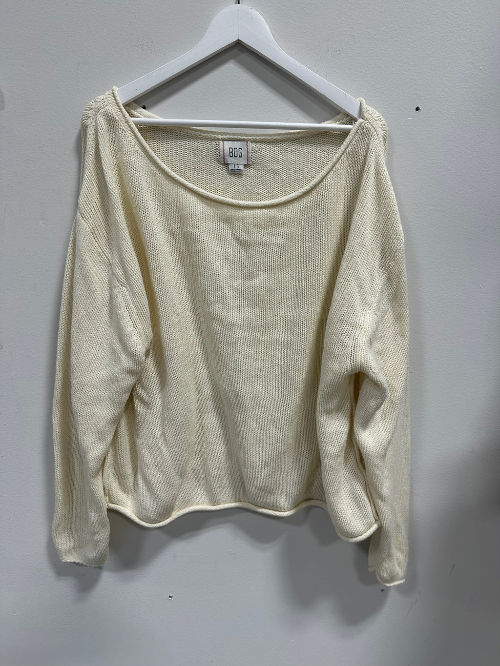 BDG Cream Oversized Wide Neck Knit Sweater - Size L