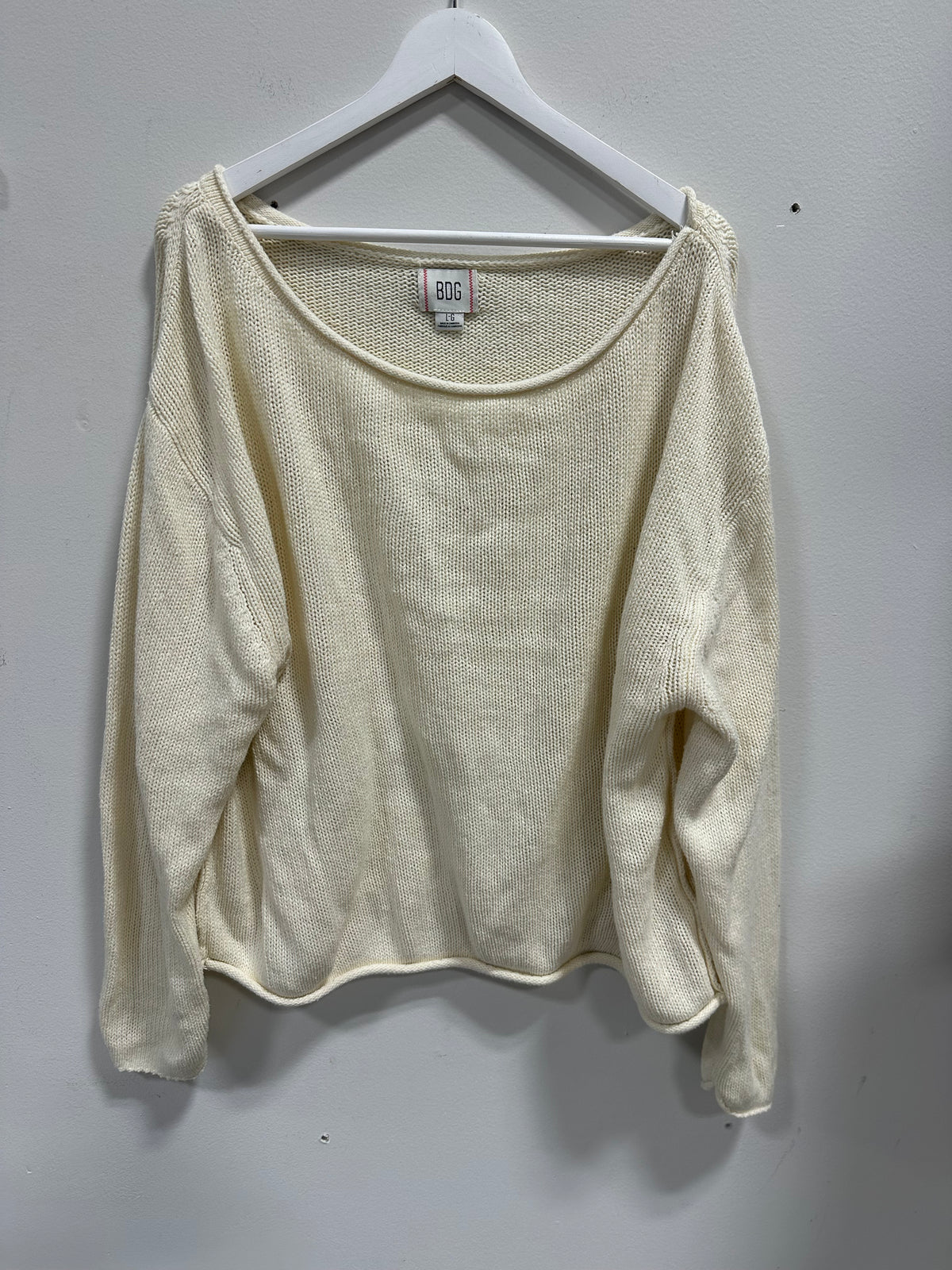 BDG Cream Oversized Wide Neck Knit Sweater - Size L