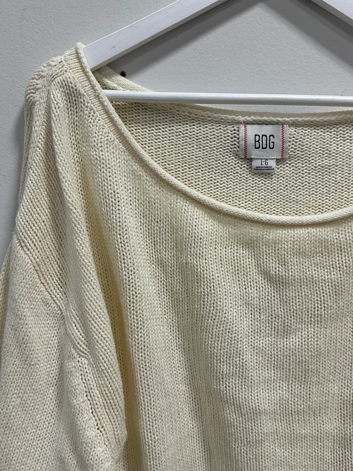 BDG Cream Oversized Wide Neck Knit Sweater - Size L