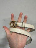 Gucci GG Marmont Thin Leather Belt Gold GG Hardware