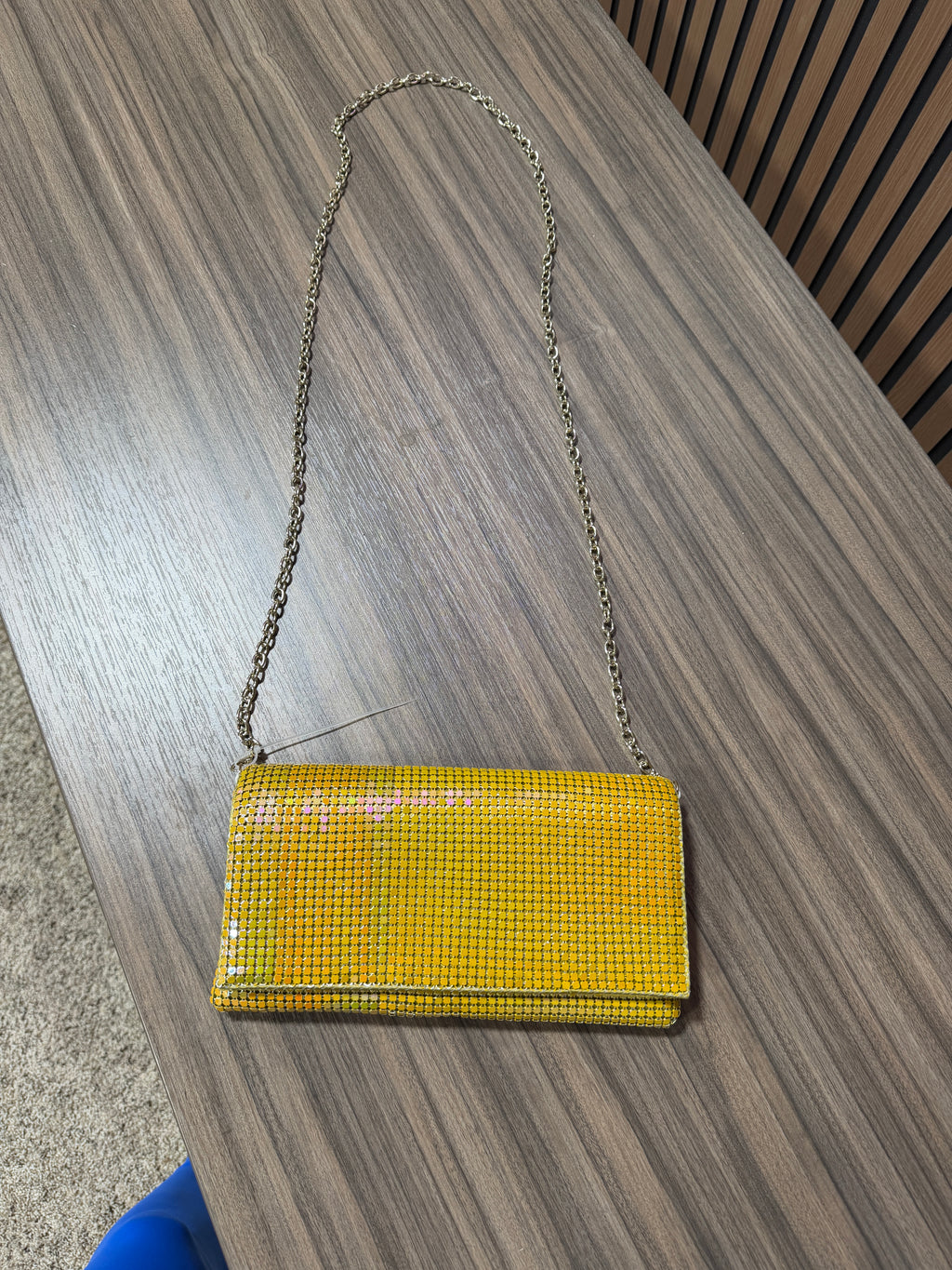 Dolce Vita chainmail clutch with a thin metal shoulder chain
