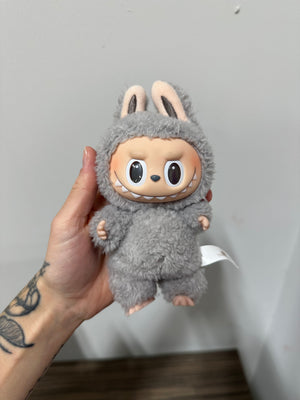 POP MART THE MONSTERS Exciting Macaron Series Vinyl Plush Pendant – Sesame Bean (Grey Variant)