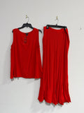 Nina Leonard two-piece sleeveless top and matching wide-leg pant set sz XL