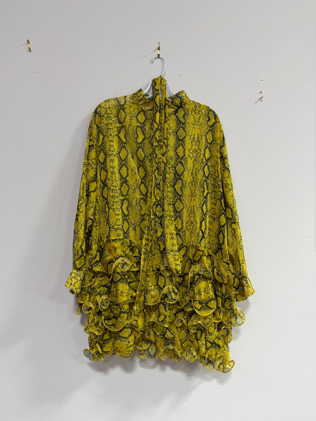 Buddylove yellow and black snakeskin-print long-sleeve dress women's sz 2XL