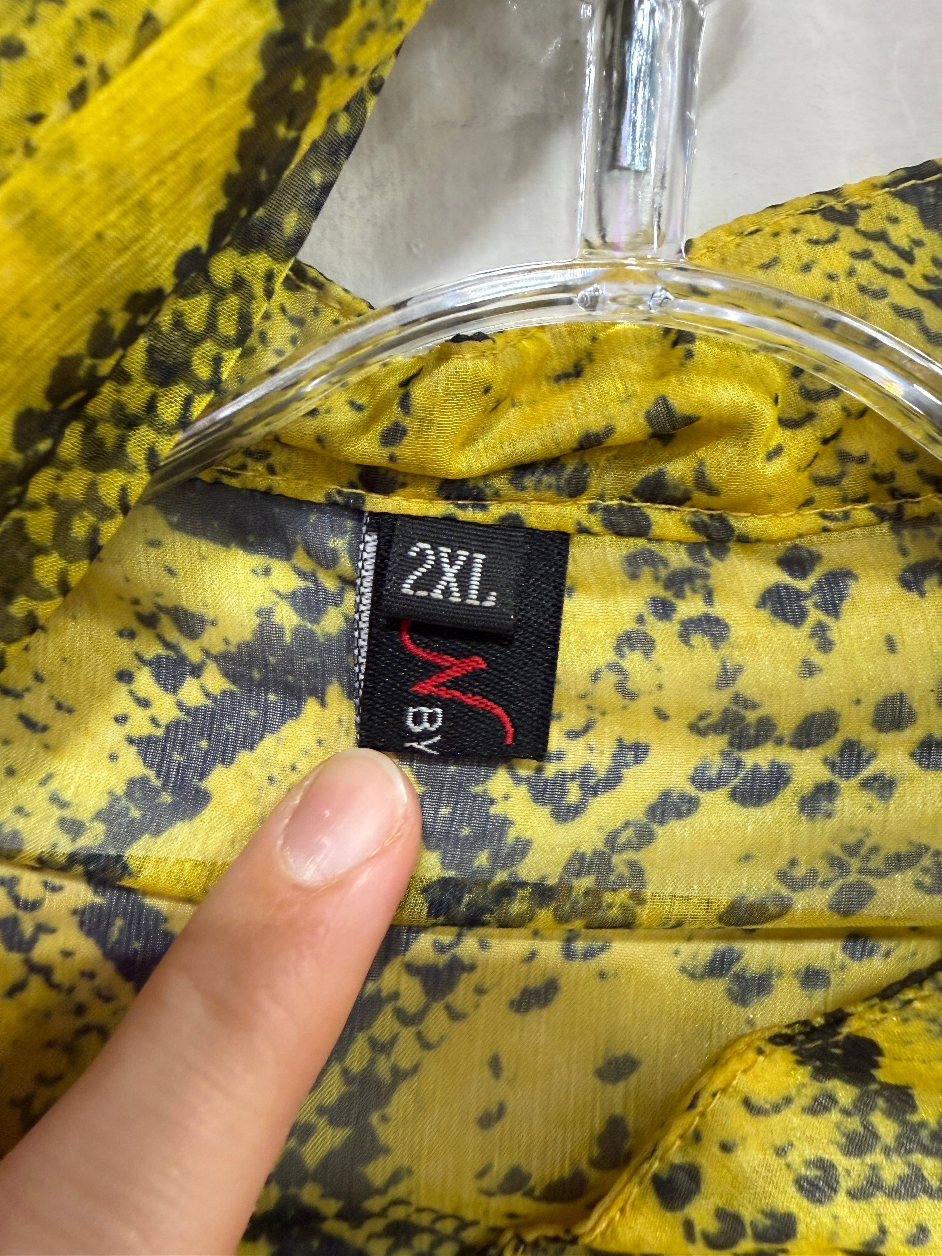 Buddylove yellow and black snakeskin-print long-sleeve dress women's sz 2XL