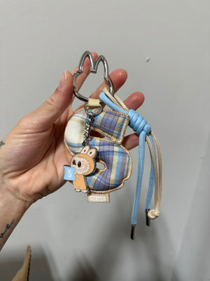 POP MART THE MONSTERS Pin for Love Series Alphabet Plush Pendant – Letter S (Blue Plaid Variant)