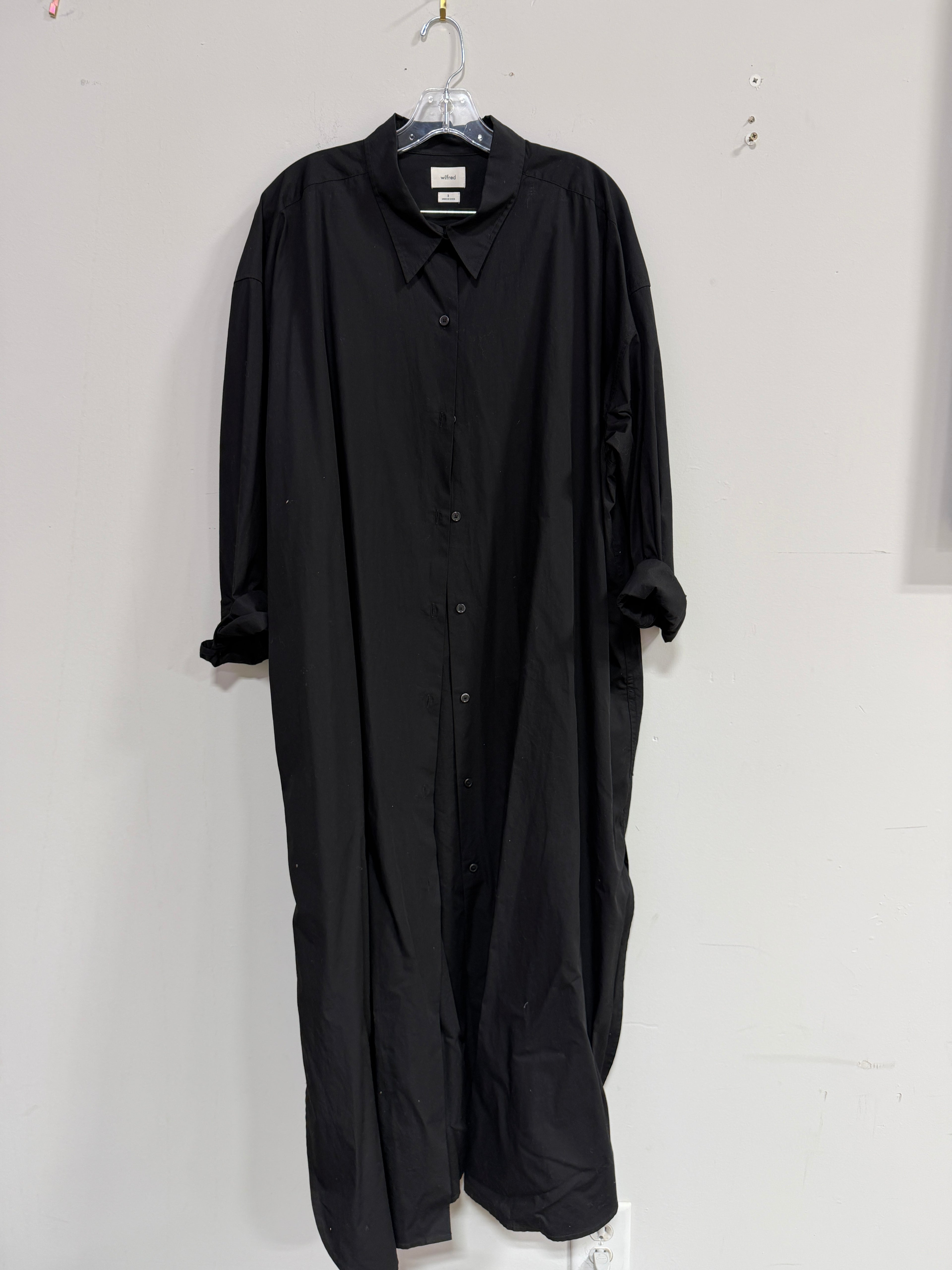 Wilfred black, oversized button-down midi shirt dress sz 3