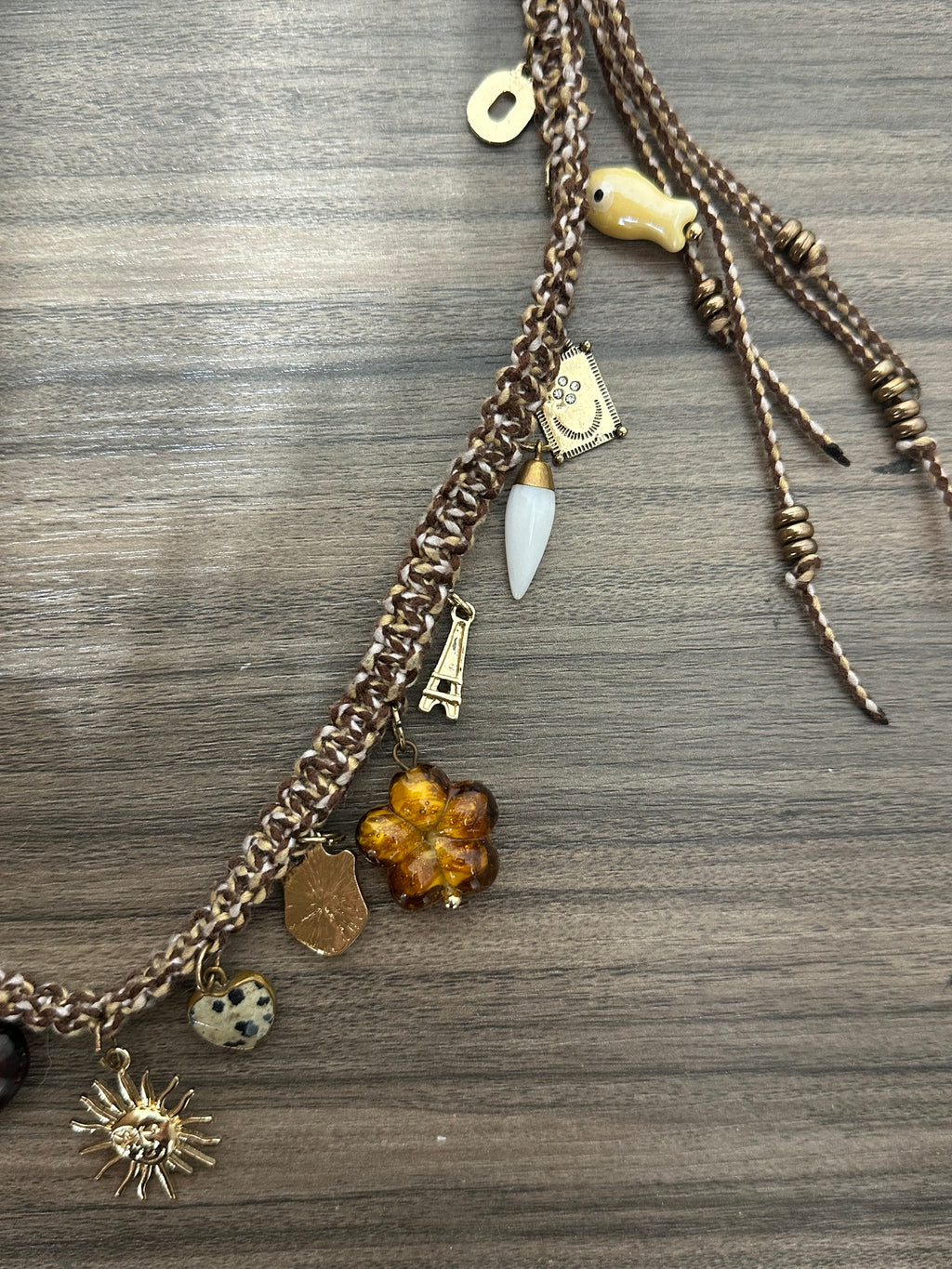 Boho Mixed Charm Macrame Bag Extender Strap