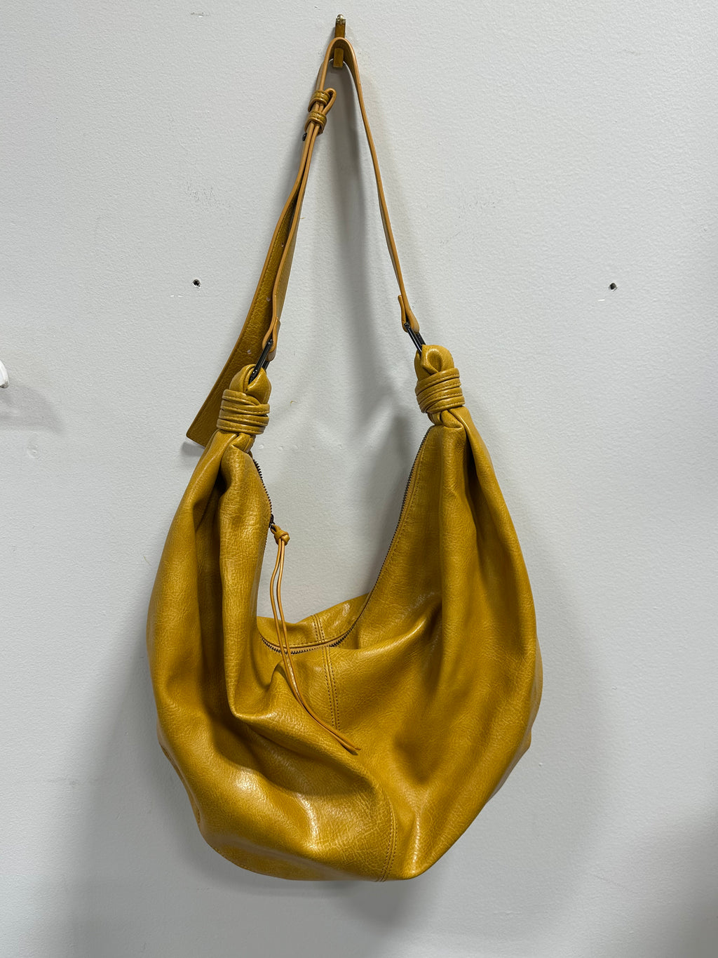 Free People Vegan Slouch Bag Crescent Hobo - Mustard Yellow
