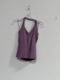 Silence + Noise  mauve-purple ribbed knit halter tank top sz M
