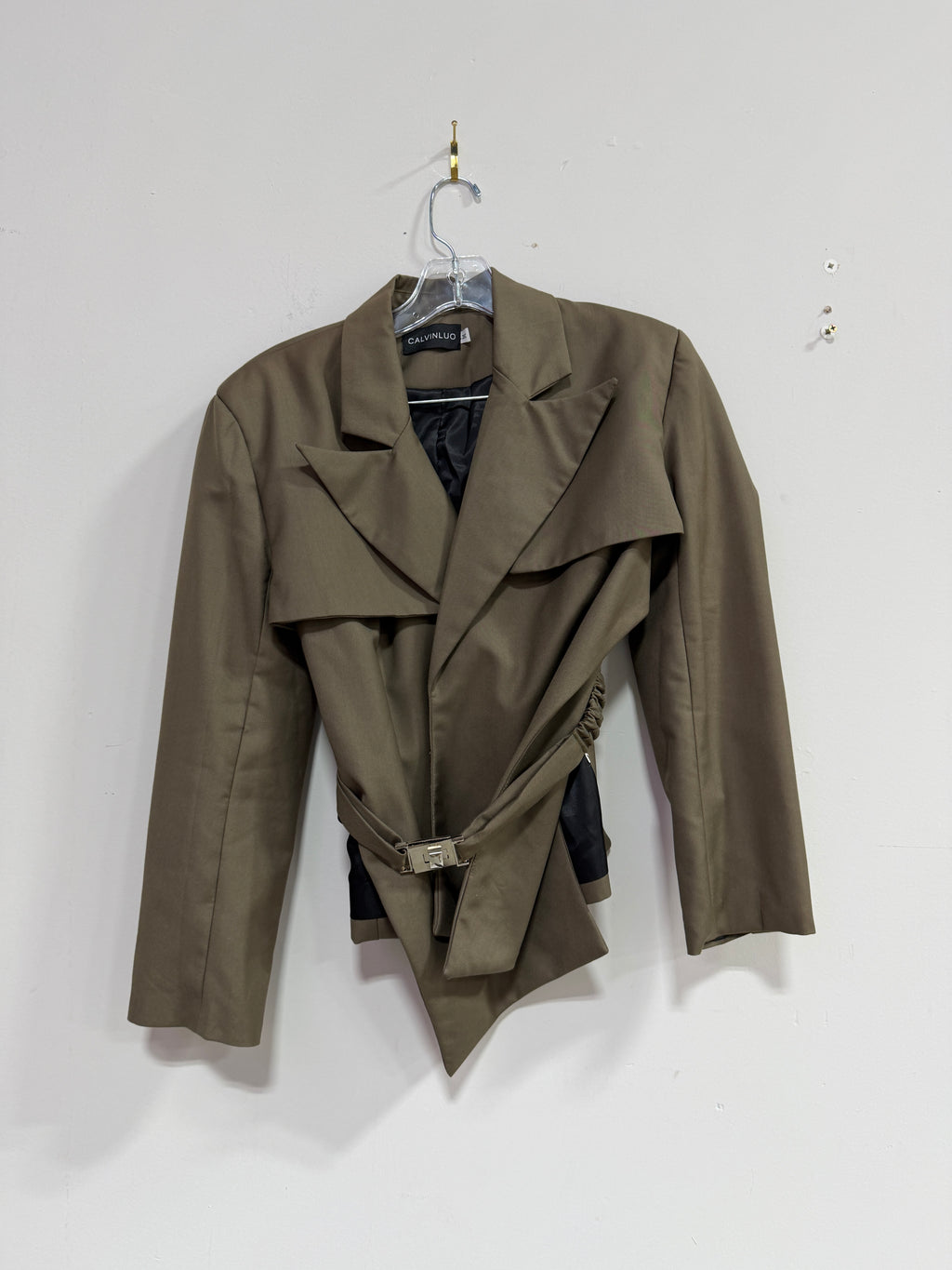 Calvinluo asymmetric cropped blazer women's sz M