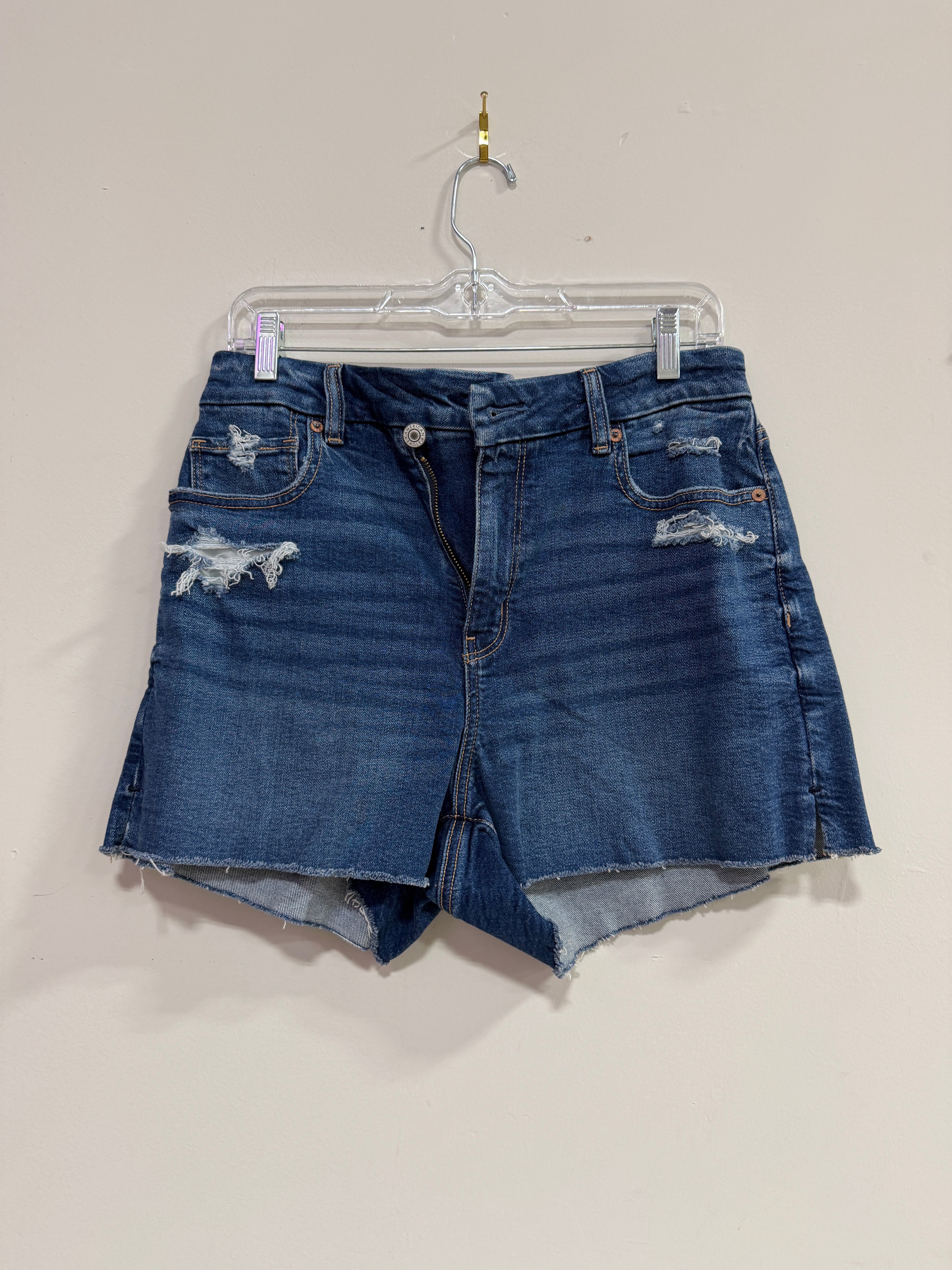 dark blue distressed denim cutoff shorts women's sz 8