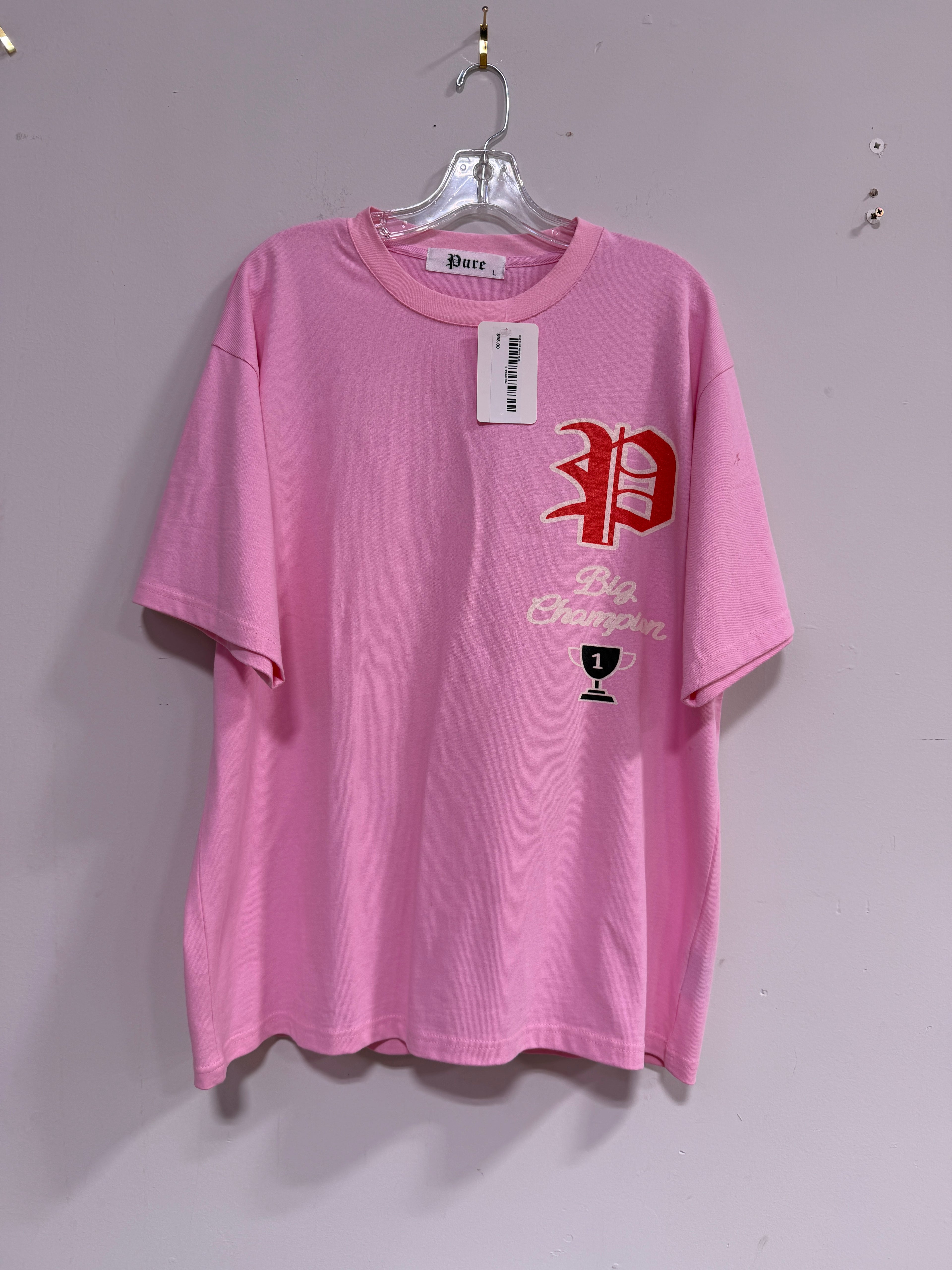 Pure pink short-sleeve graphic t-shirt sz L