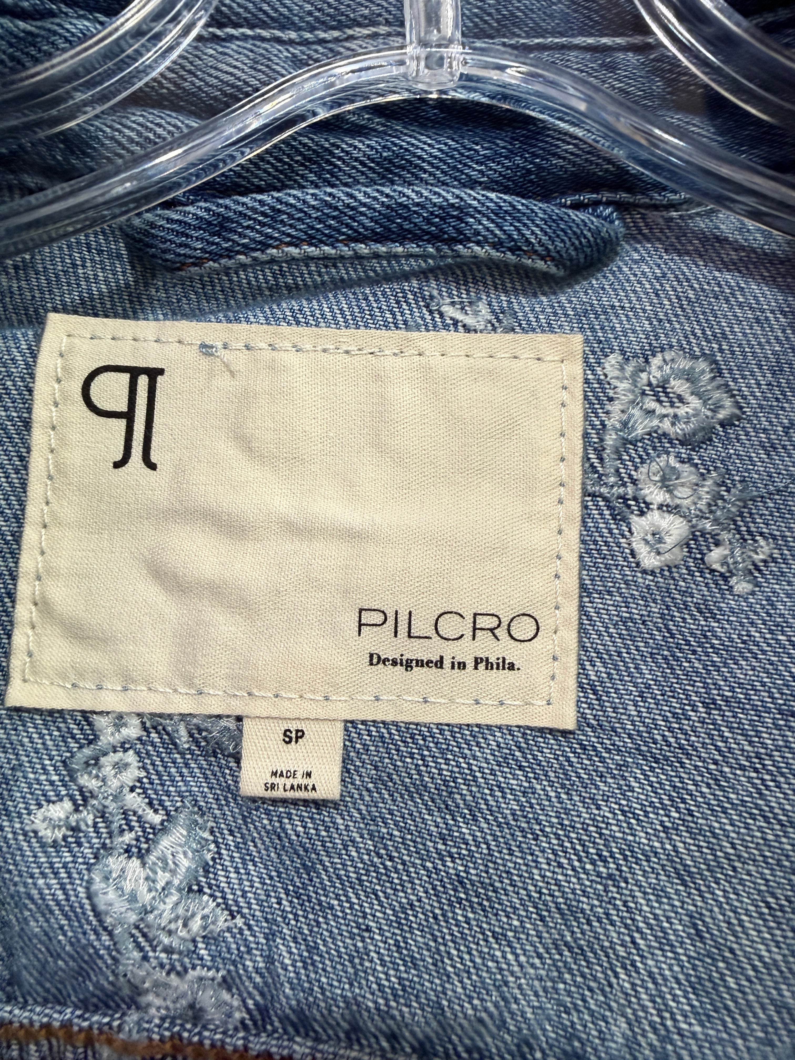Anthropologie Pilcro Embroidered Utility Denim Jacket women's sz S