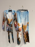 AKIRA Label Look Up Printed Blazer and Pant set women's sz L