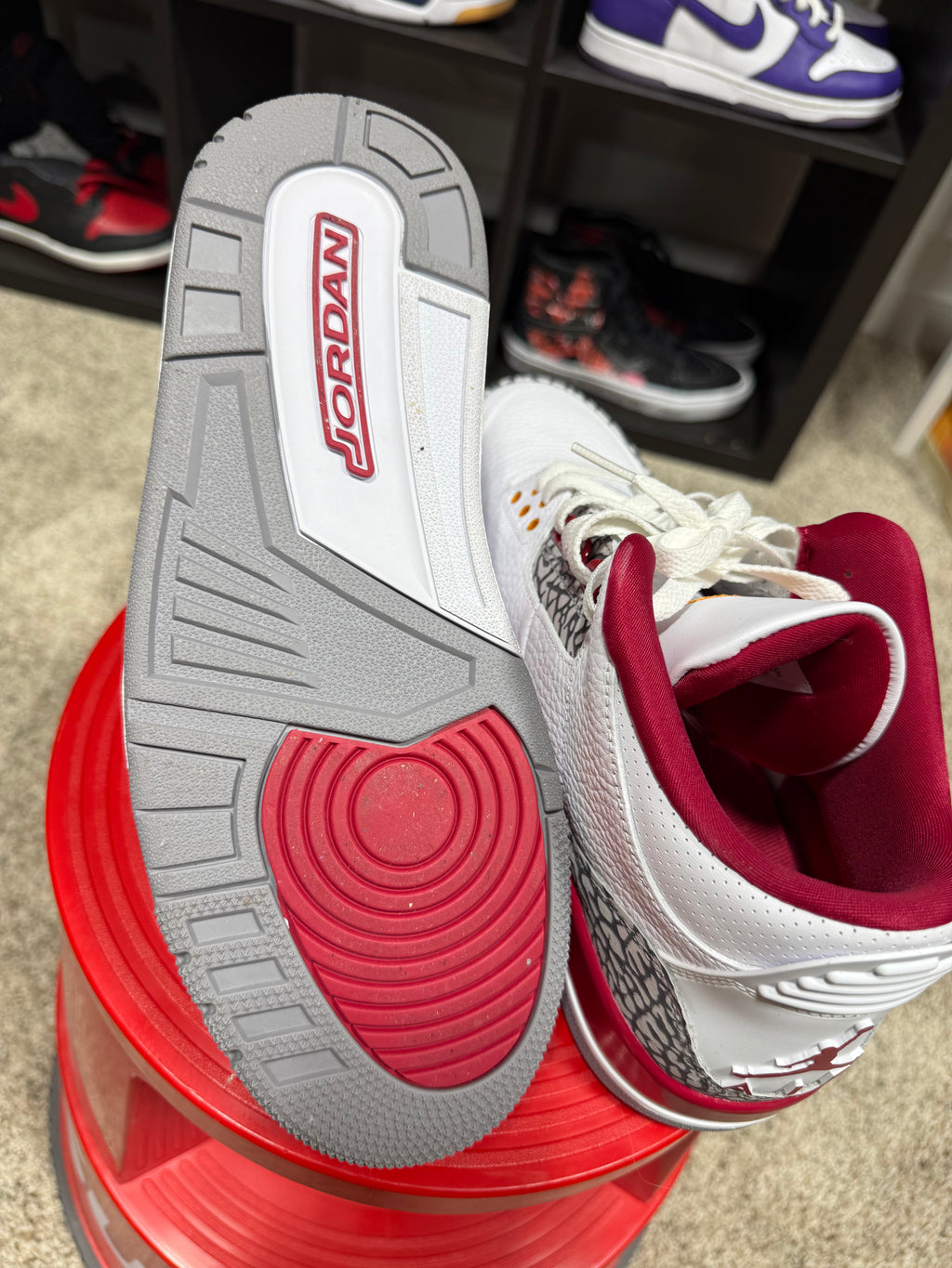 Air Jordan 3 Cardinal Red Sz 10.5 No Box