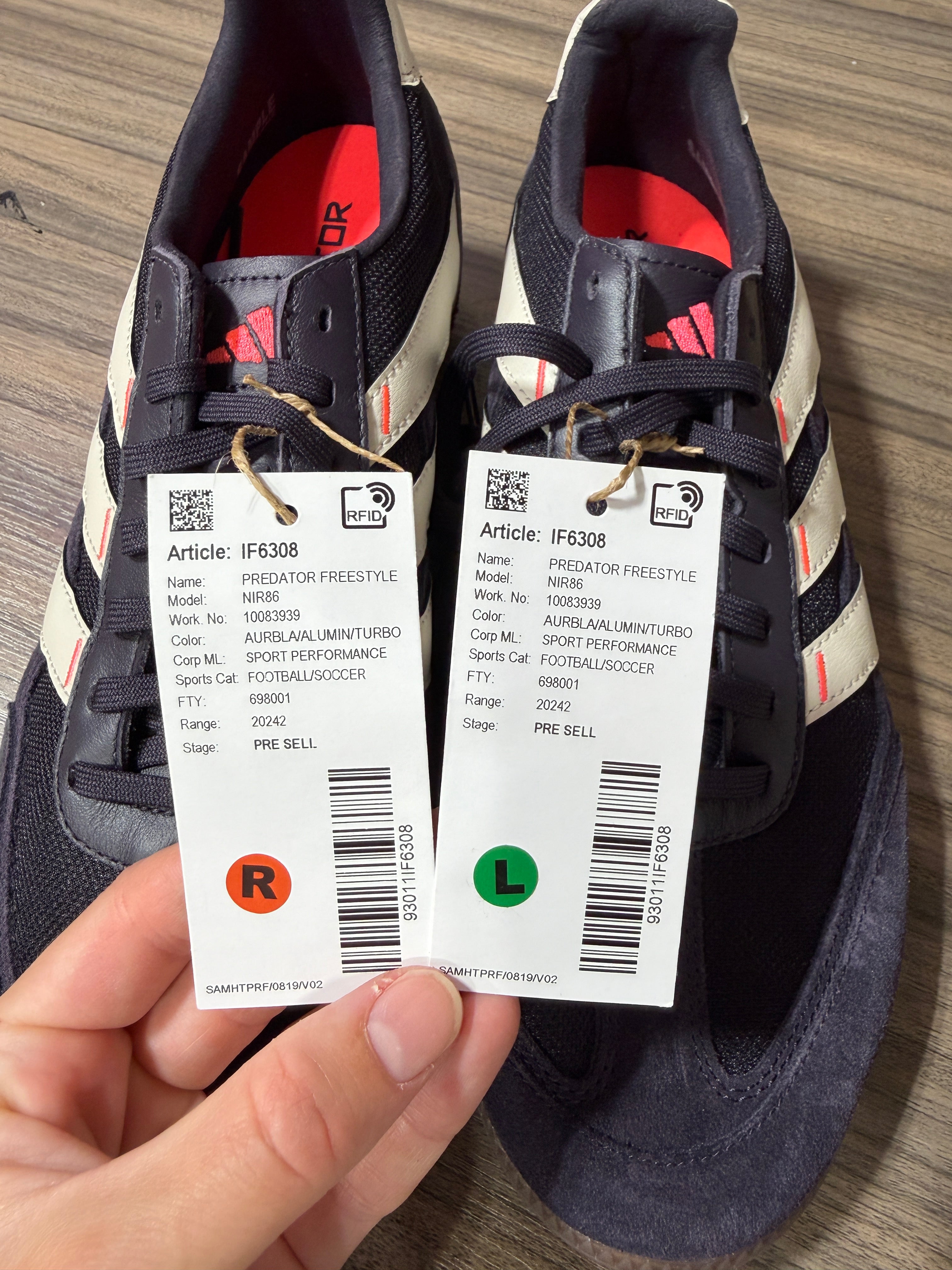 Adidas Predator 24 League Low Freestyle 'Aurora Black Alumina Turbo' Sz 9