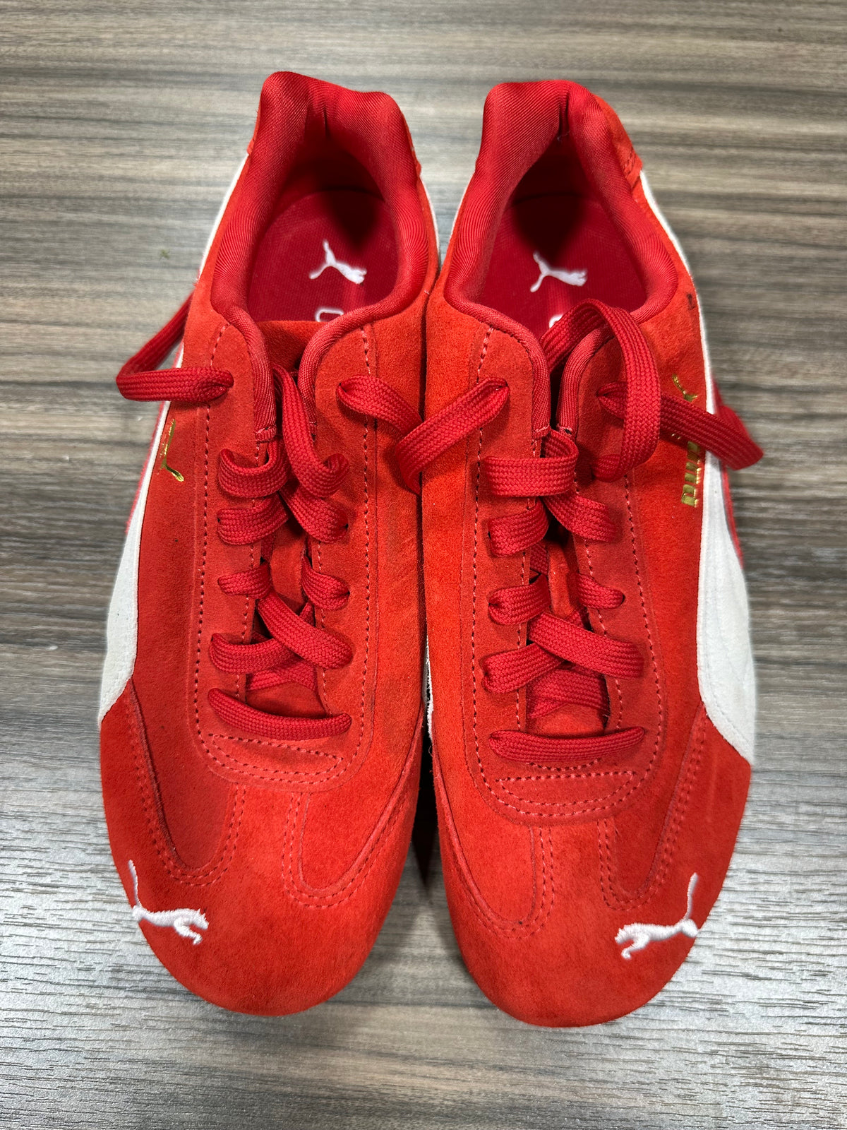 Puma Speedcat OG For All Time Red White Low Top Sneakers US Men 7.5 Women 9 398846-02