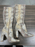ASOS Design Clover Premium Leather Snake Knee High Boots Chunky Block Heel Womens 10