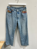Levi's 501 '90s Ankle Embroidered Jeans Desert Utopia Light Wash Straight Leg W31