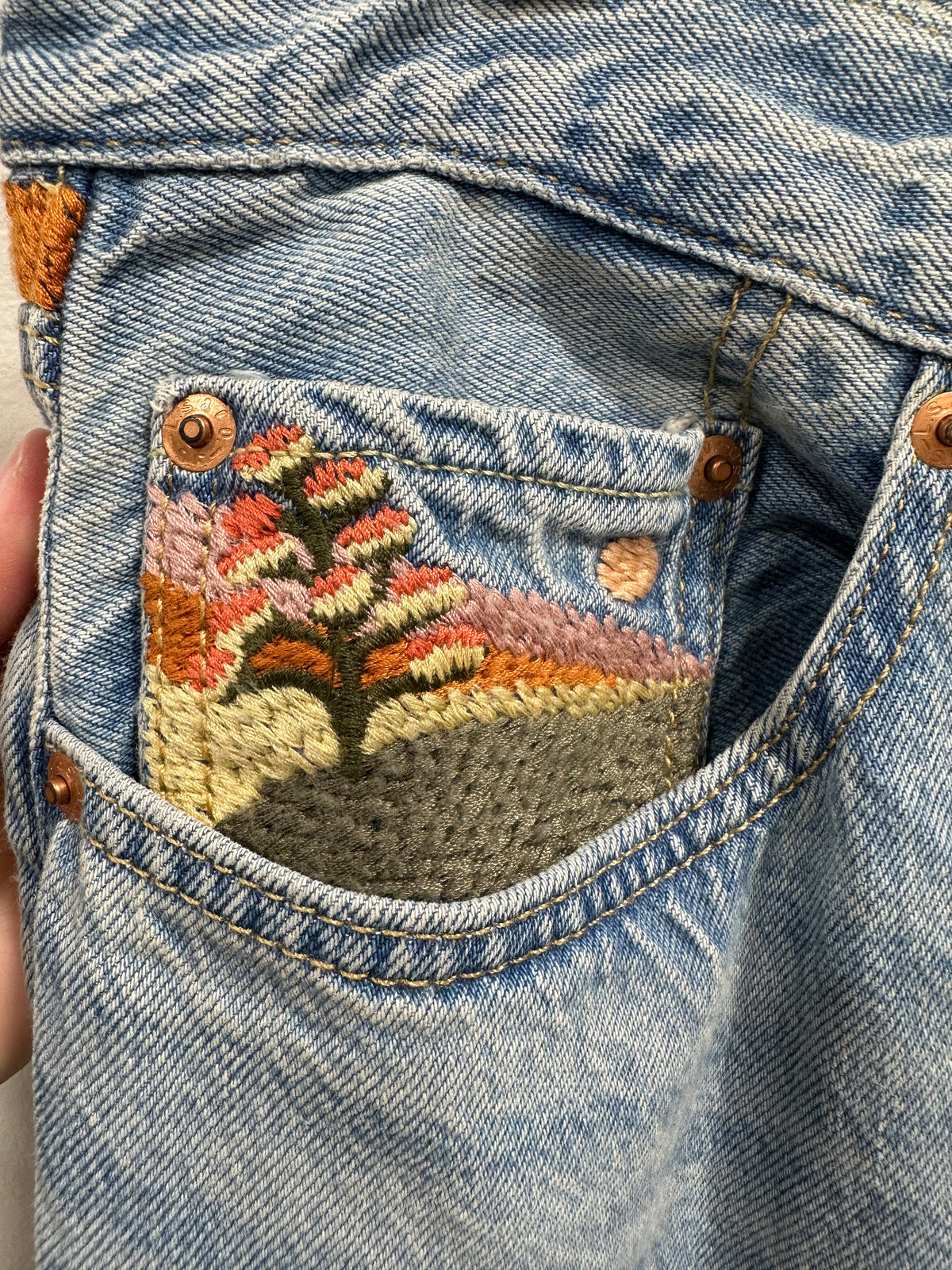 Levi's 501 '90s Ankle Embroidered Jeans Desert Utopia Light Wash Straight Leg W31