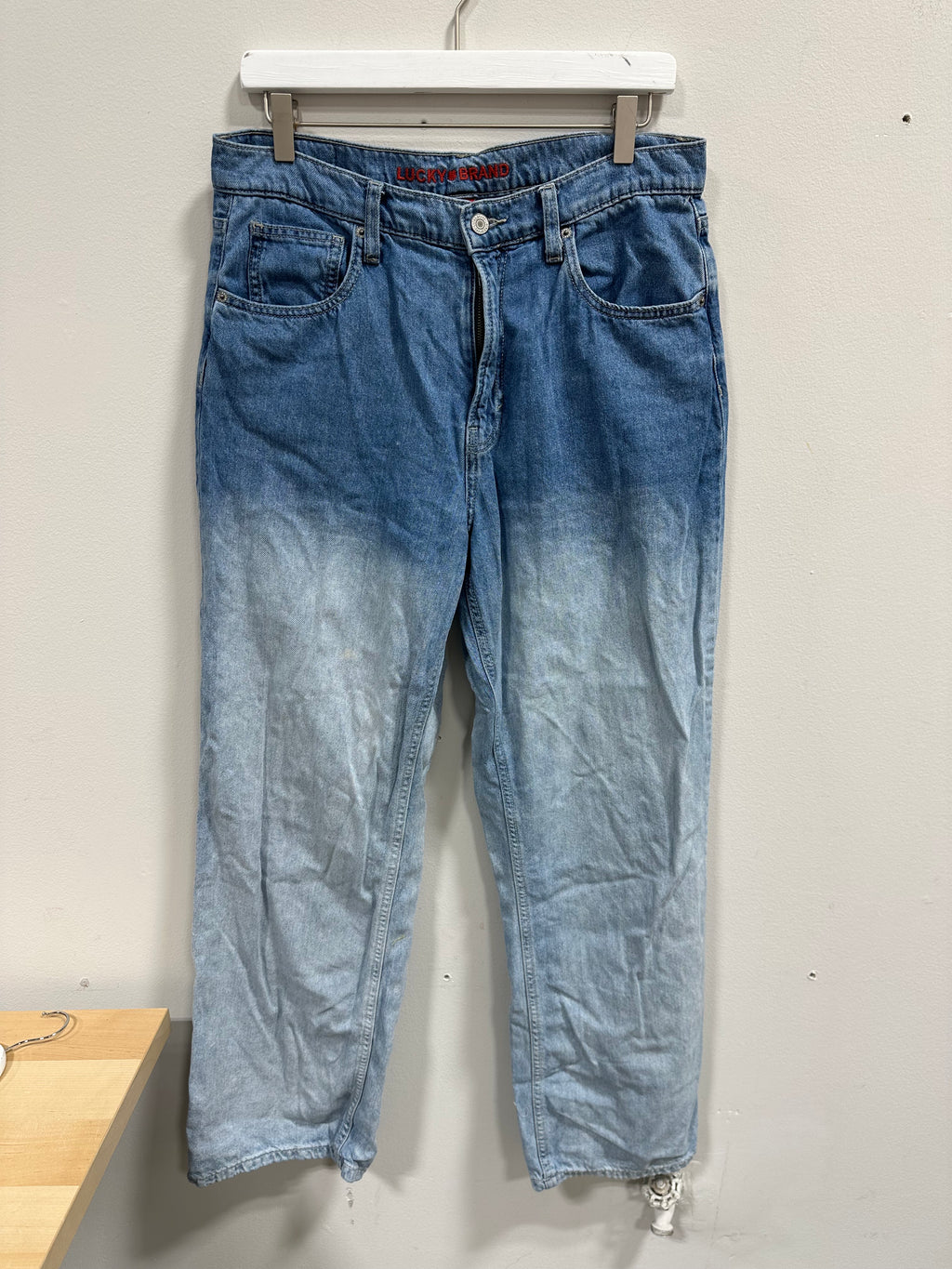 Lucky Brand Ombre Faded Wide Leg Jeans Womens Size 10 / 30 Regular Dip Dye