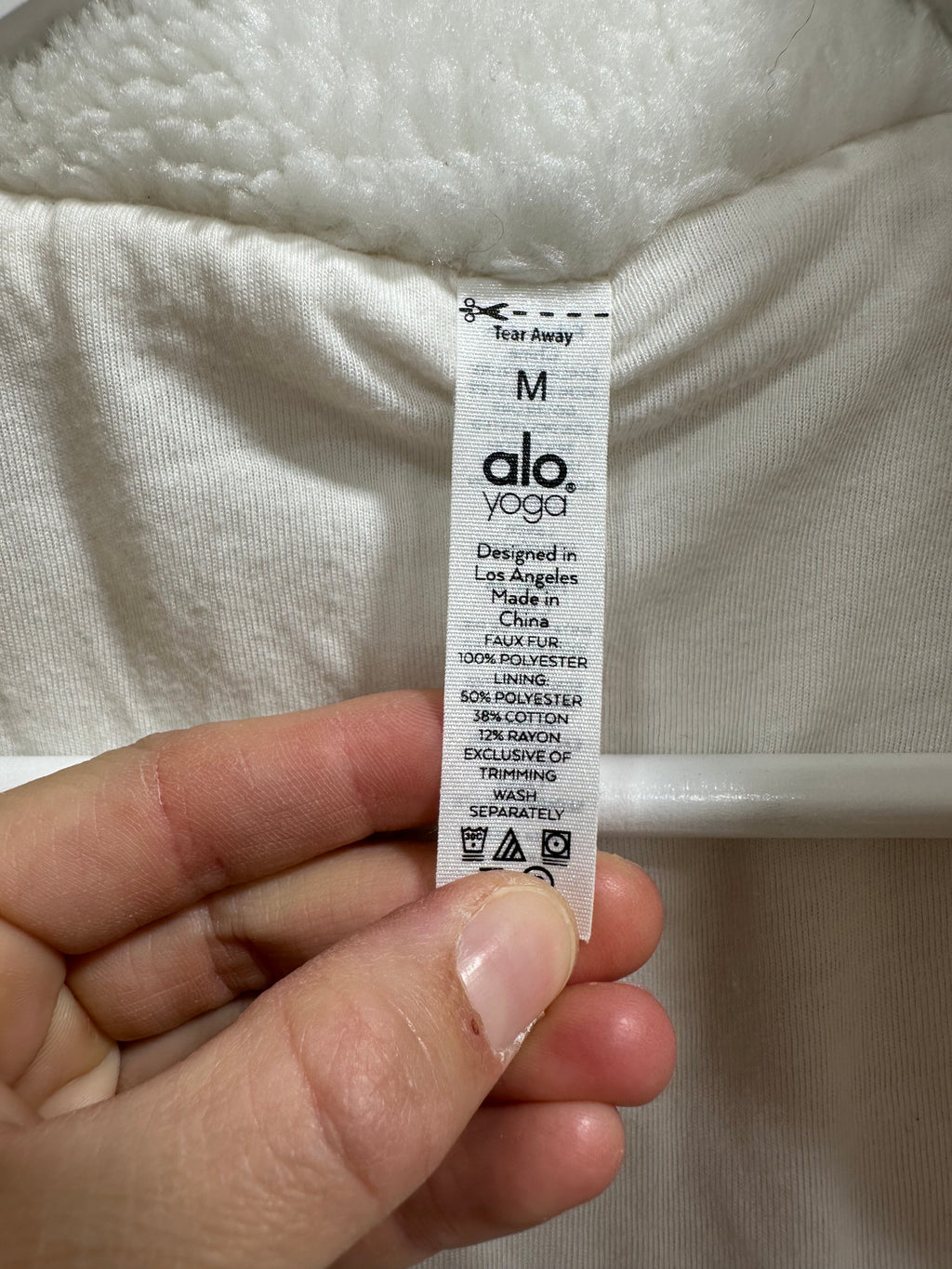 Alo Yoga Foxy Sherpa Jacket Womens Medium Ivory White Removable Hood Zip