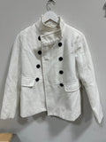 Old Navy White Double Breasted Pea Coat Jacket Womens Size Small Fleece Wool Blend