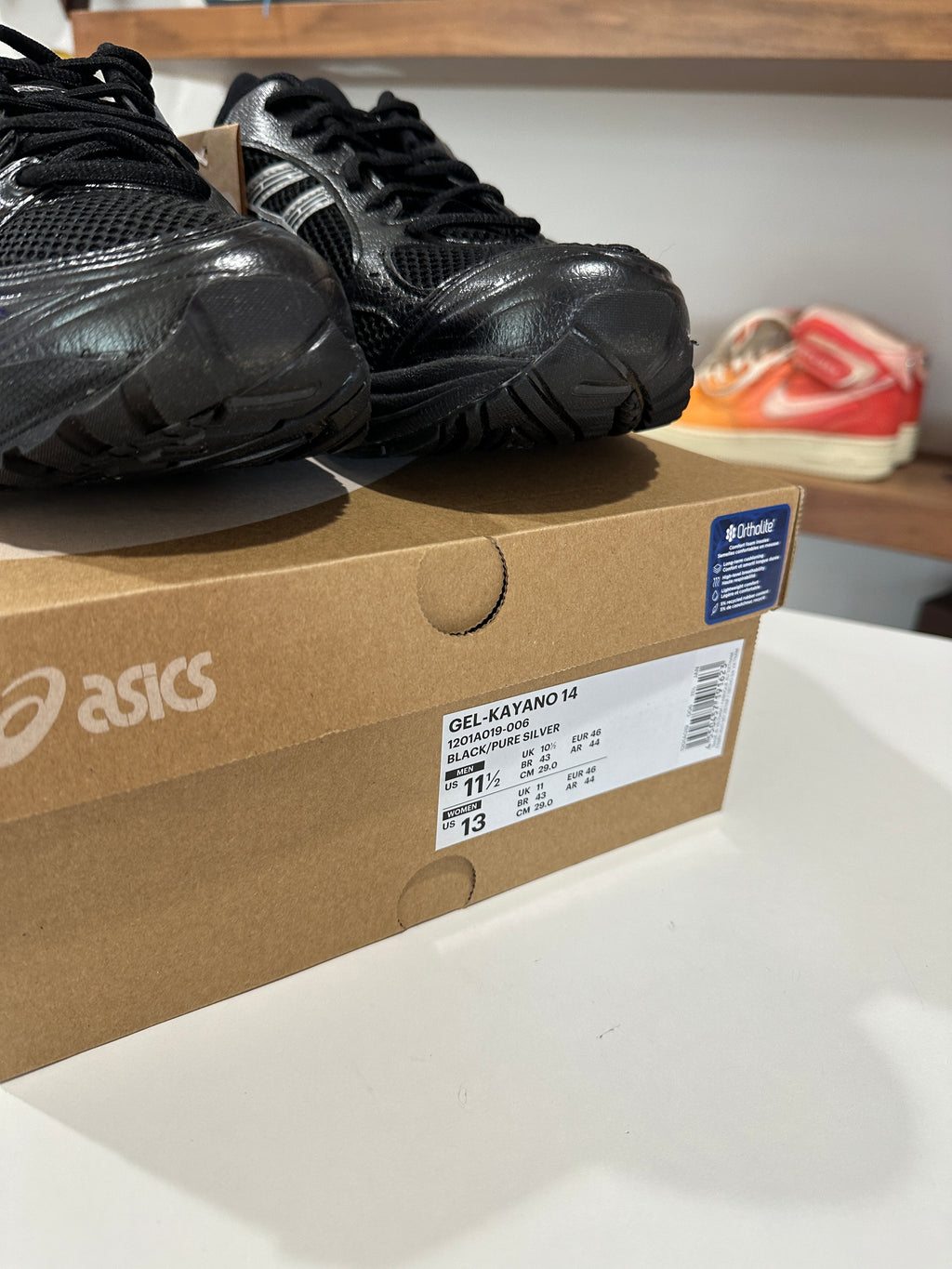 ASICS Gel-Kayano 14 Black Pure Silver Sz 11.5
