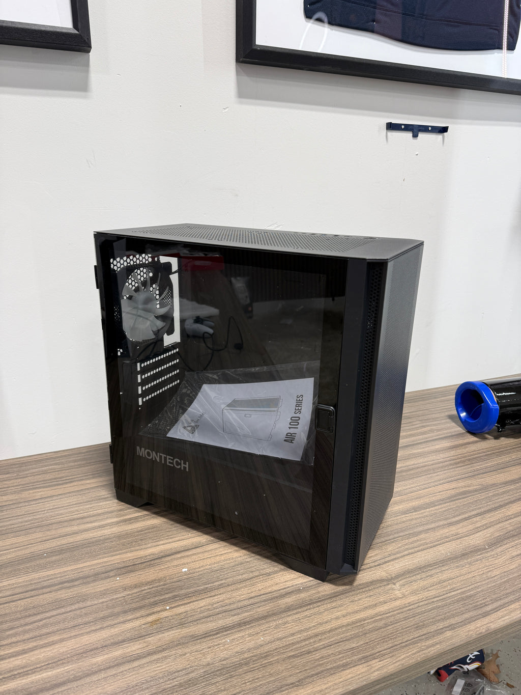 Montech AIR 100 ARGB MICRO-ATX Tower with Four ARGB Fans Pre Installed, Ultra-Minimalist Design, Fine Mesh Front Panel, High Airflow, Unique Side Swivel Tempered Glass, Dust Protection, Black
