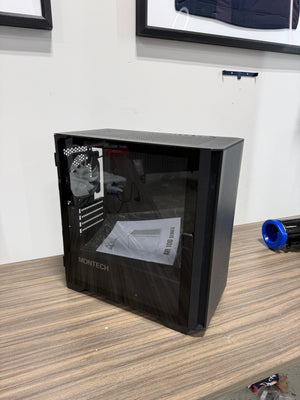 Montech AIR 100 ARGB MICRO-ATX Tower with Four ARGB Fans Pre Installed, Ultra-Minimalist Design, Fine Mesh Front Panel, High Airflow, Unique Side Swivel Tempered Glass, Dust Protection, Black