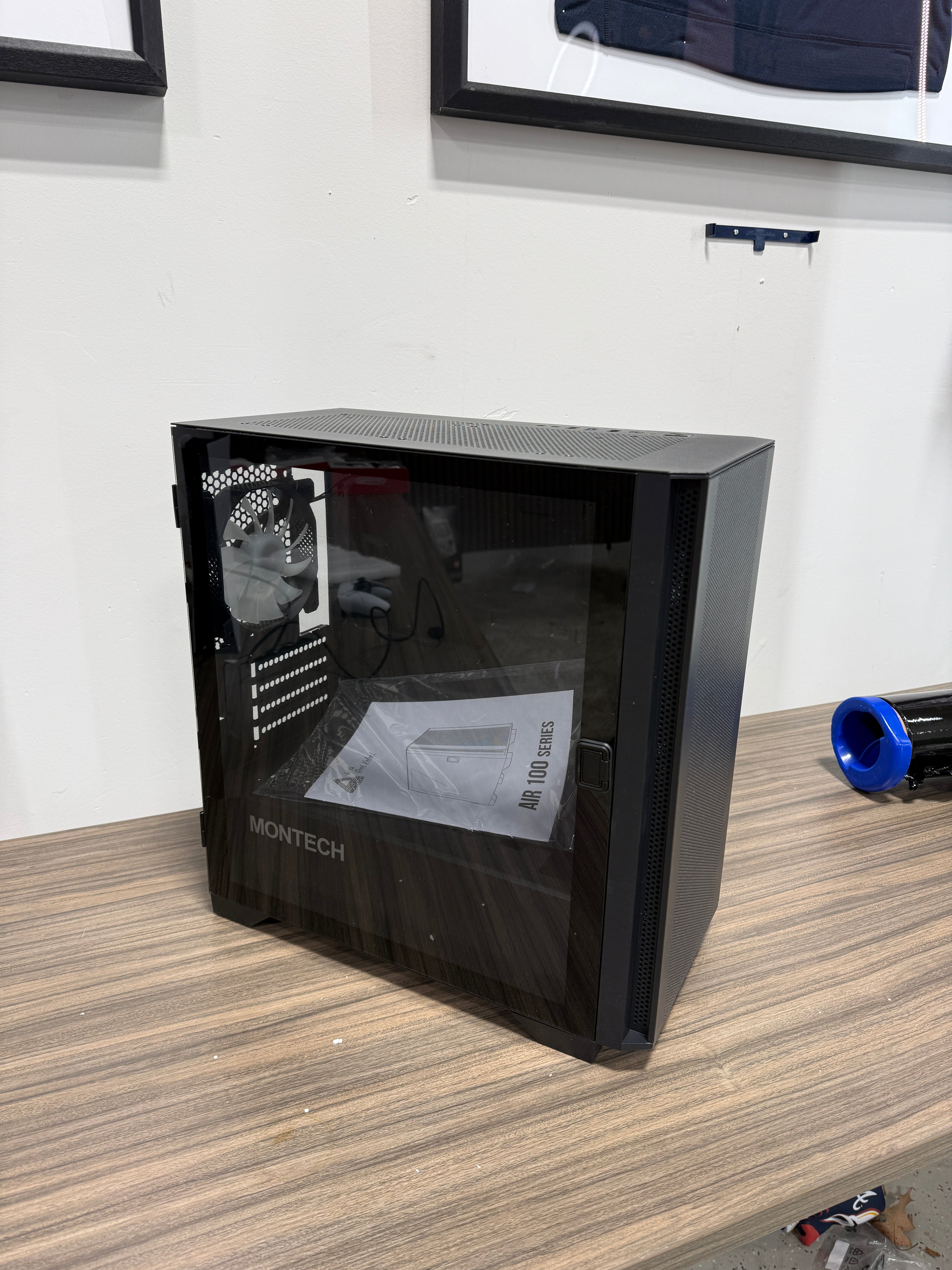 Montech AIR 100 ARGB MICRO-ATX Tower with Four ARGB Fans Pre Installed, Ultra-Minimalist Design, Fine Mesh Front Panel, High Airflow, Unique Side Swivel Tempered Glass, Dust Protection, Black