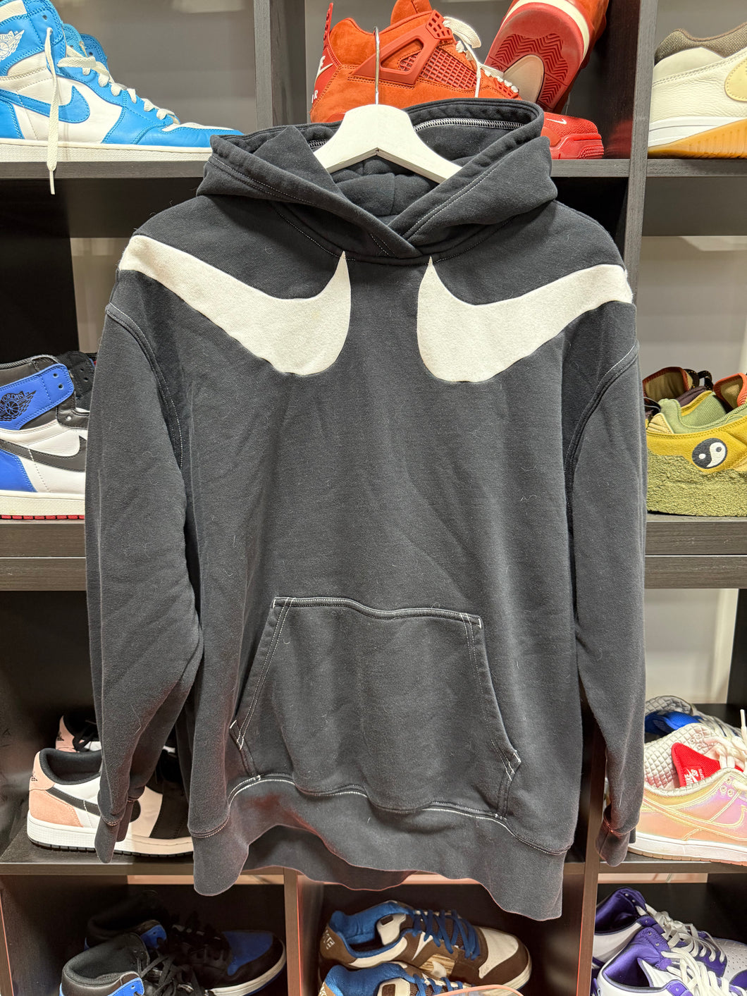 Nike Double Shoulder Logo Hoodie Black Sz M