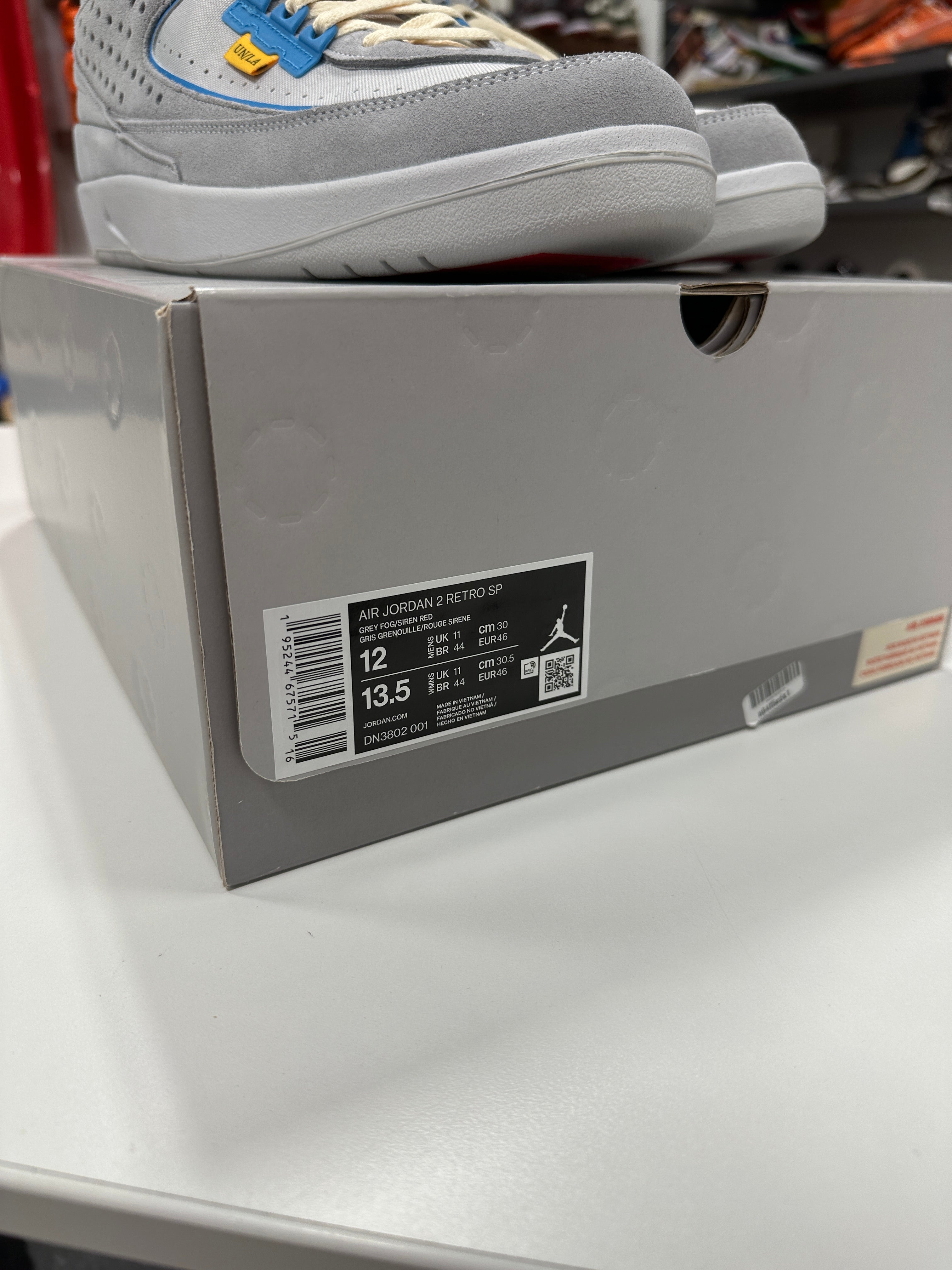 Jordan 2 Retro SP Union Grey Fog Sz 12