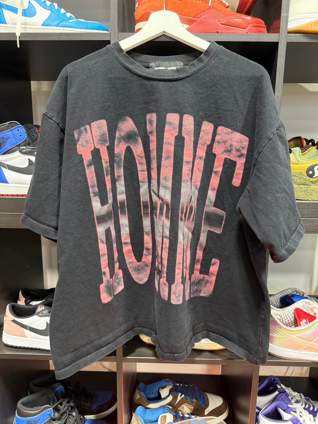 Homme Femme T-Shirt Black/Red Sz XXL