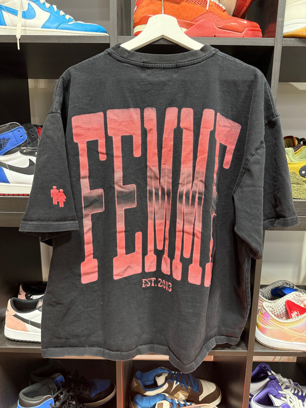 Homme Femme T-Shirt Black/Red Sz XXL