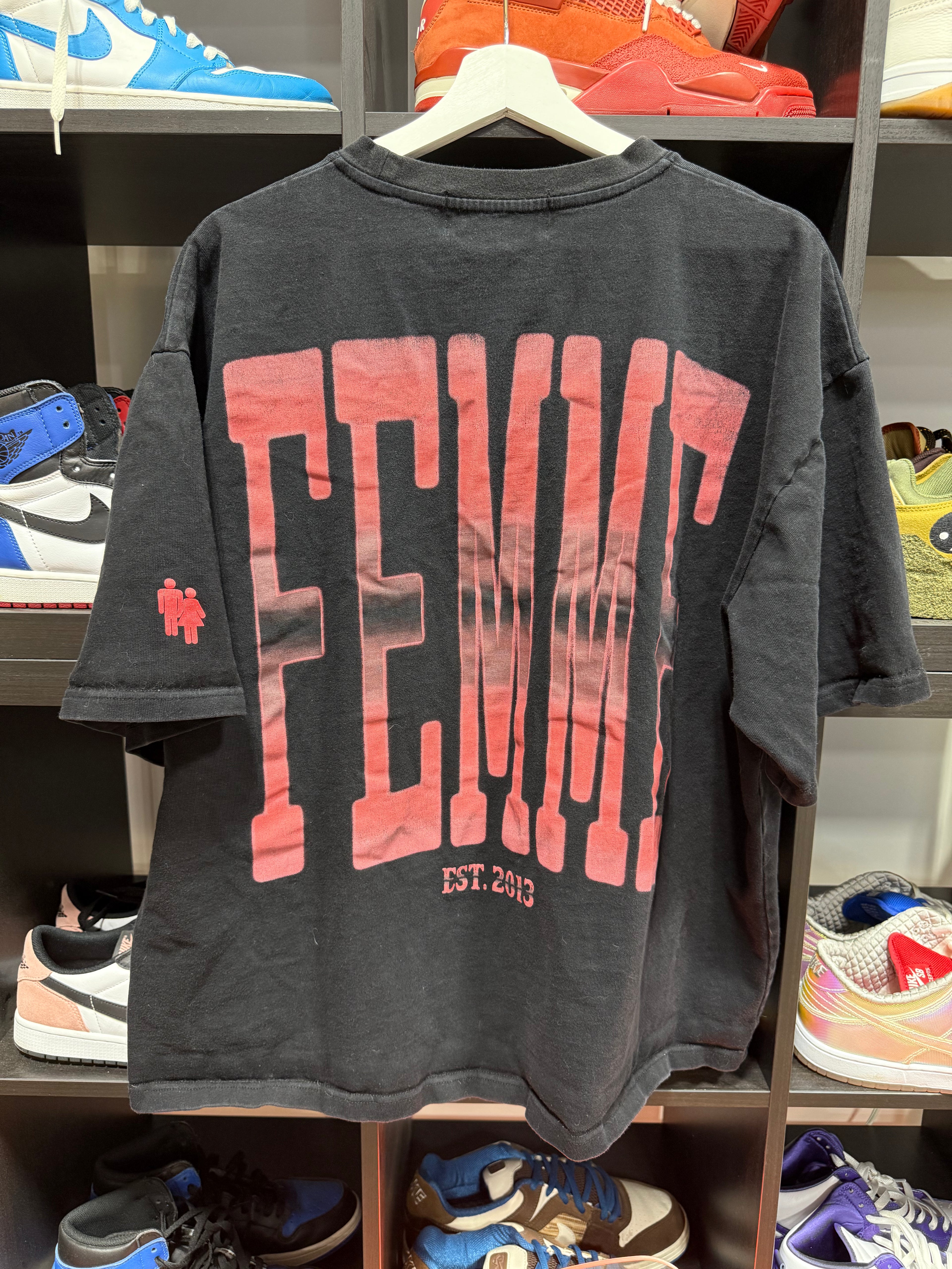 Homme Femme T-Shirt Black/Red Sz XXL