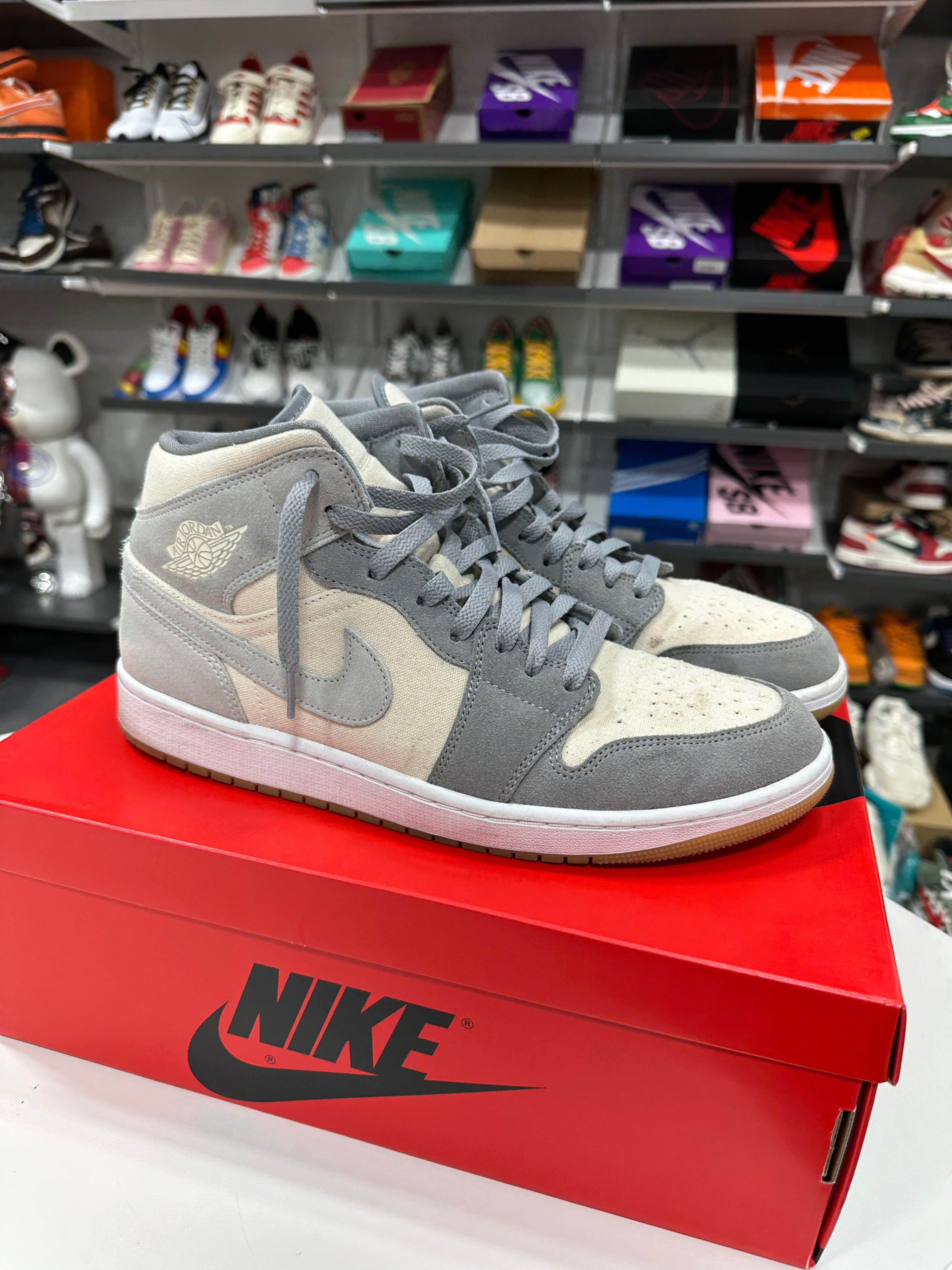 Jordan 1 Mid SE Coconut Milk Particle Grey Sz 12