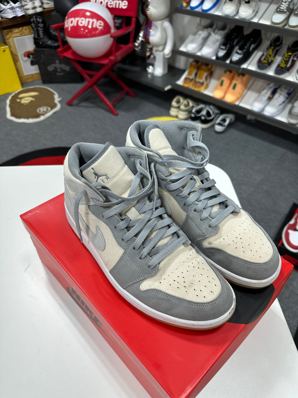 Jordan 1 Mid SE Coconut Milk Particle Grey Sz 12