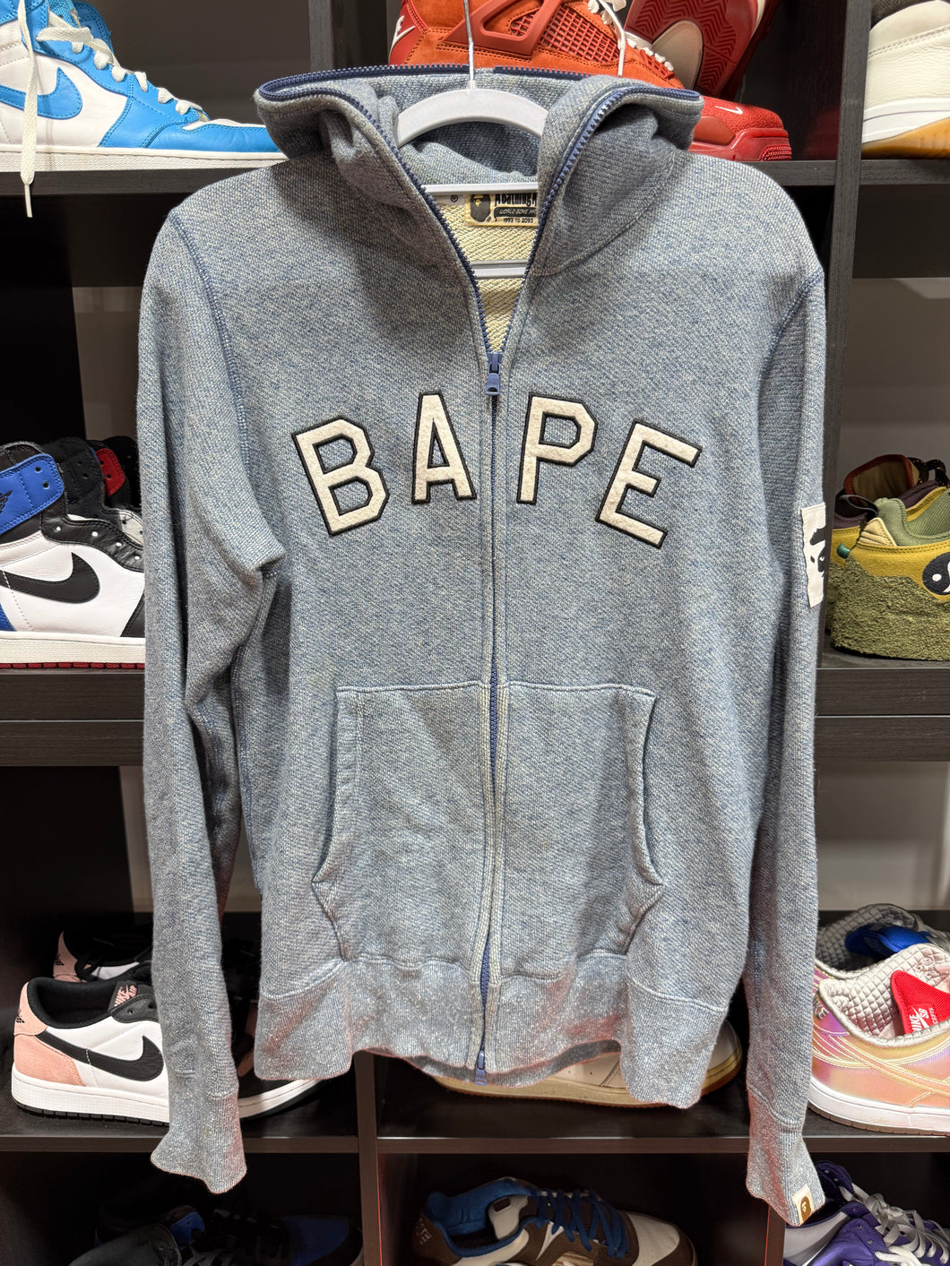 Bape Zip Up Hoodie Collegiate/Blue Sz M