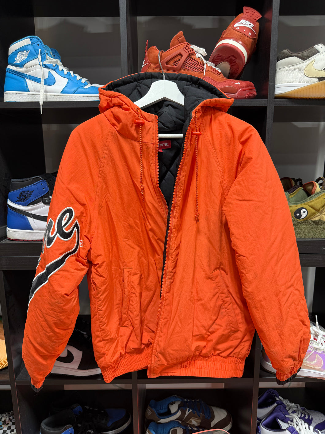 Supreme Sleeve Script Sideline Jacket Orange Sz M